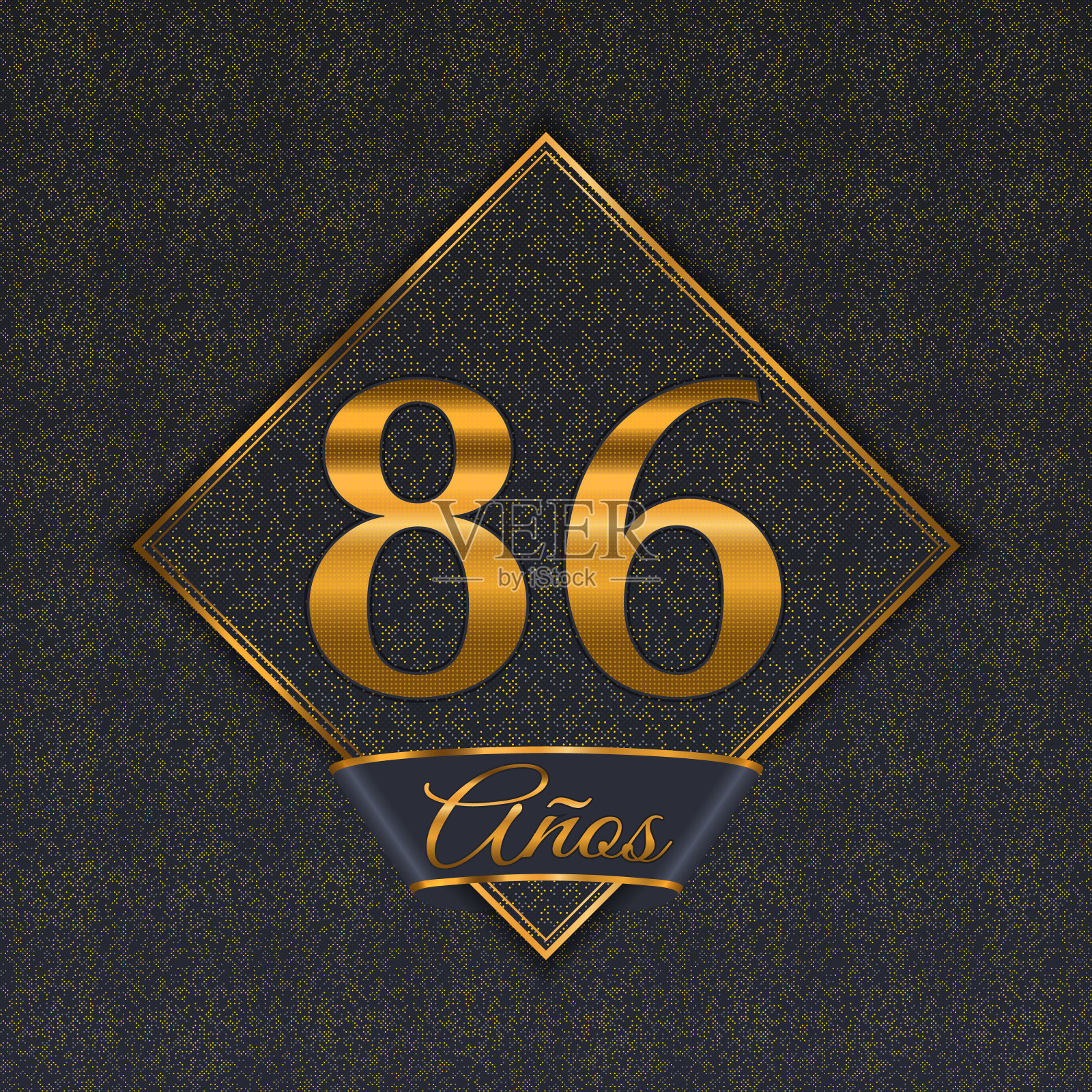 西班牙金数字86模板插画图片素材