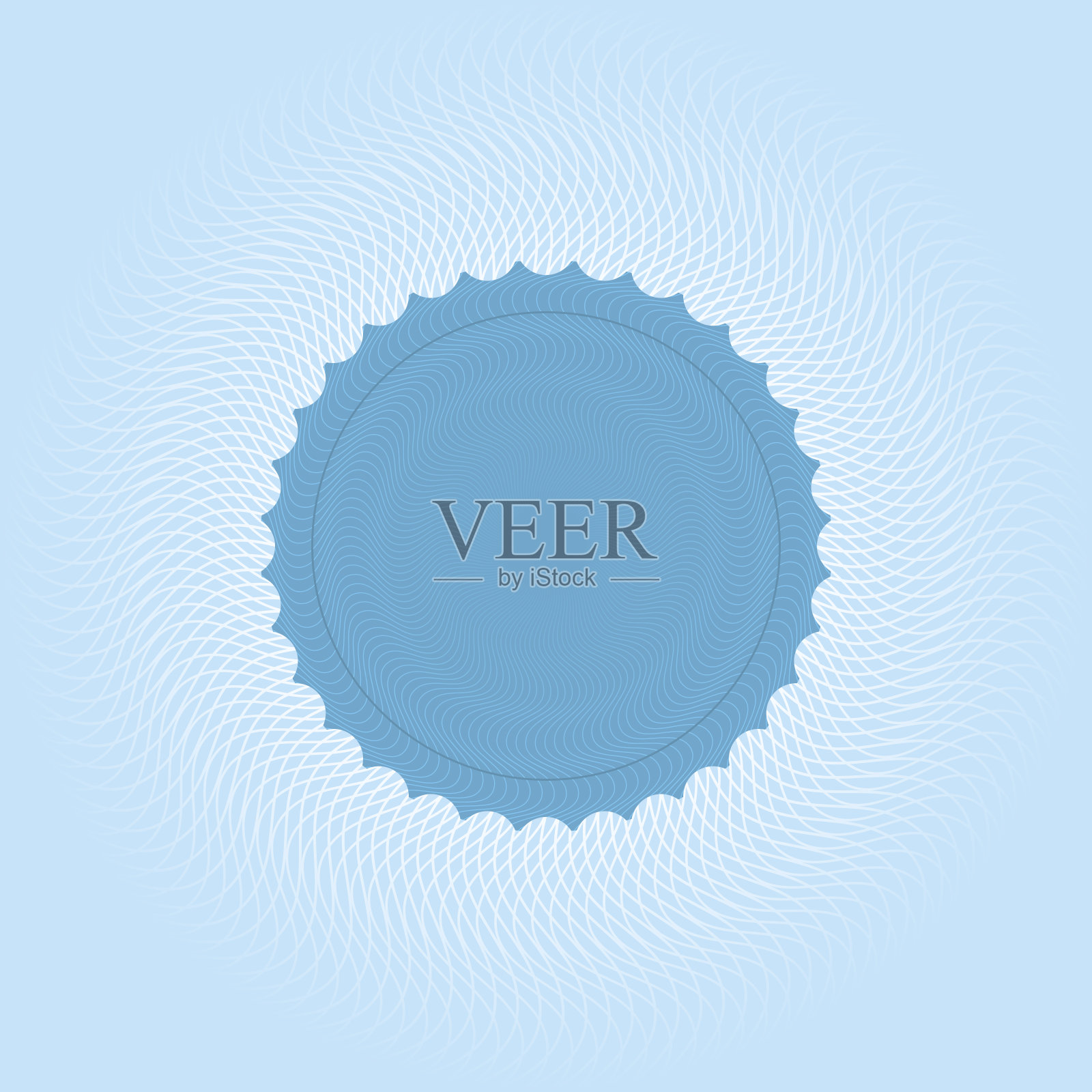 带阿拉伯花纹的蓝色证书印章和空白副本。插画图片素材