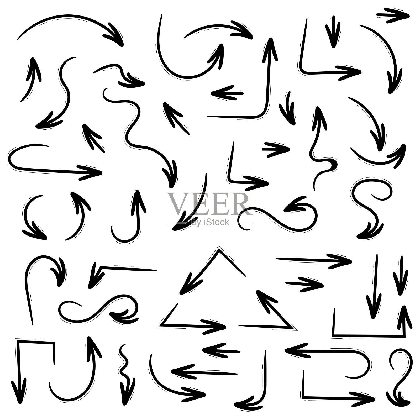 黑色金银丝箭。手绘图标设计元素图片