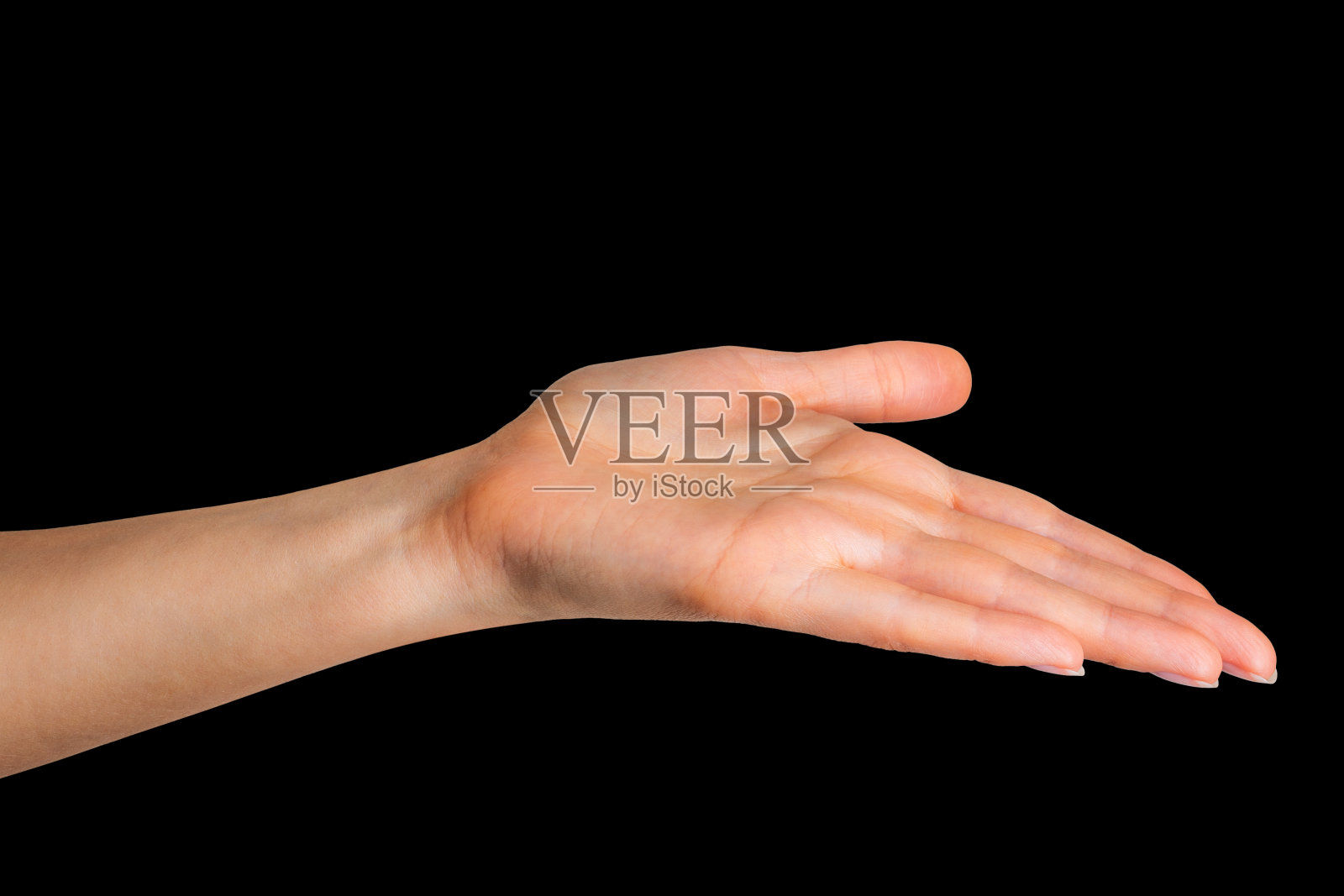 张开手拿东西的女人照片摄影图片