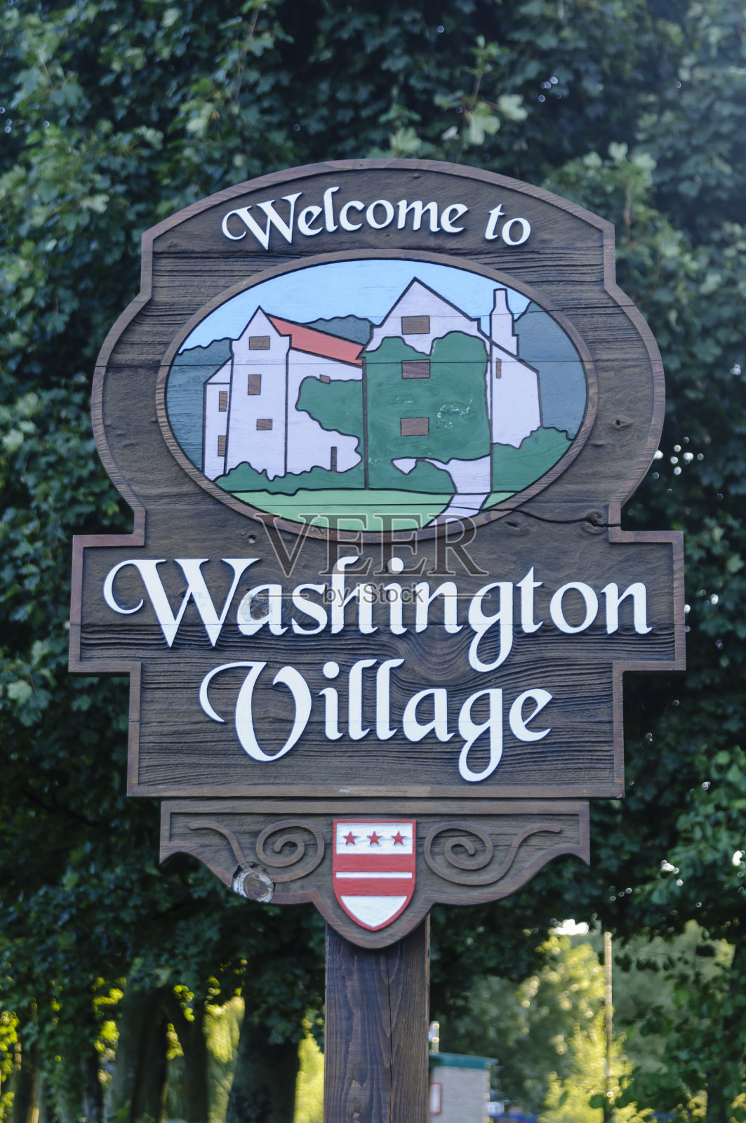 欢迎来到英国泰恩威尔的华盛顿村标识照片摄影图片