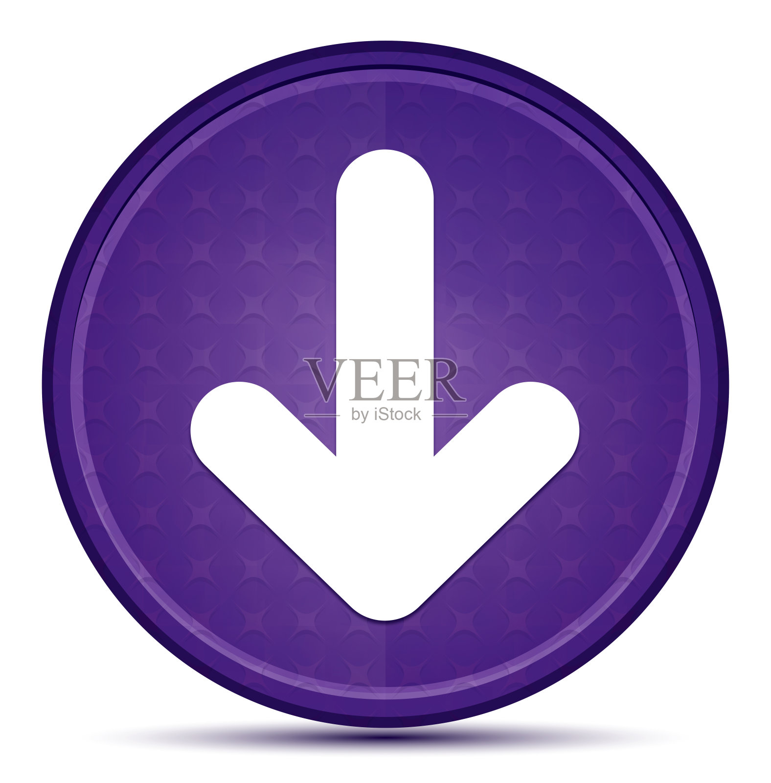 向下箭头图标的首要紫色圆形按钮设计元素图片
