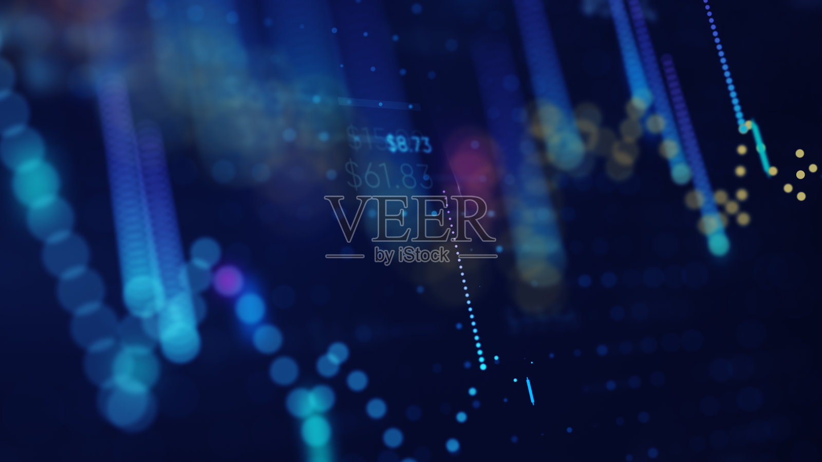 三维插图的金融业务图表与图表和股票数字显示利润和损失随时间的动态照片摄影图片