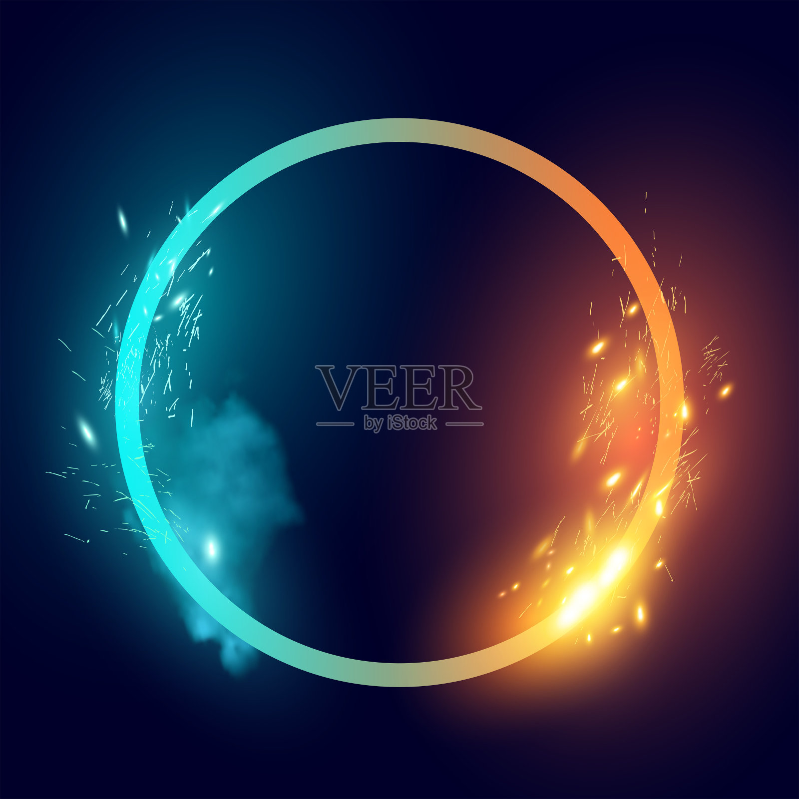 火与冰的抽象循环效果插画图片素材