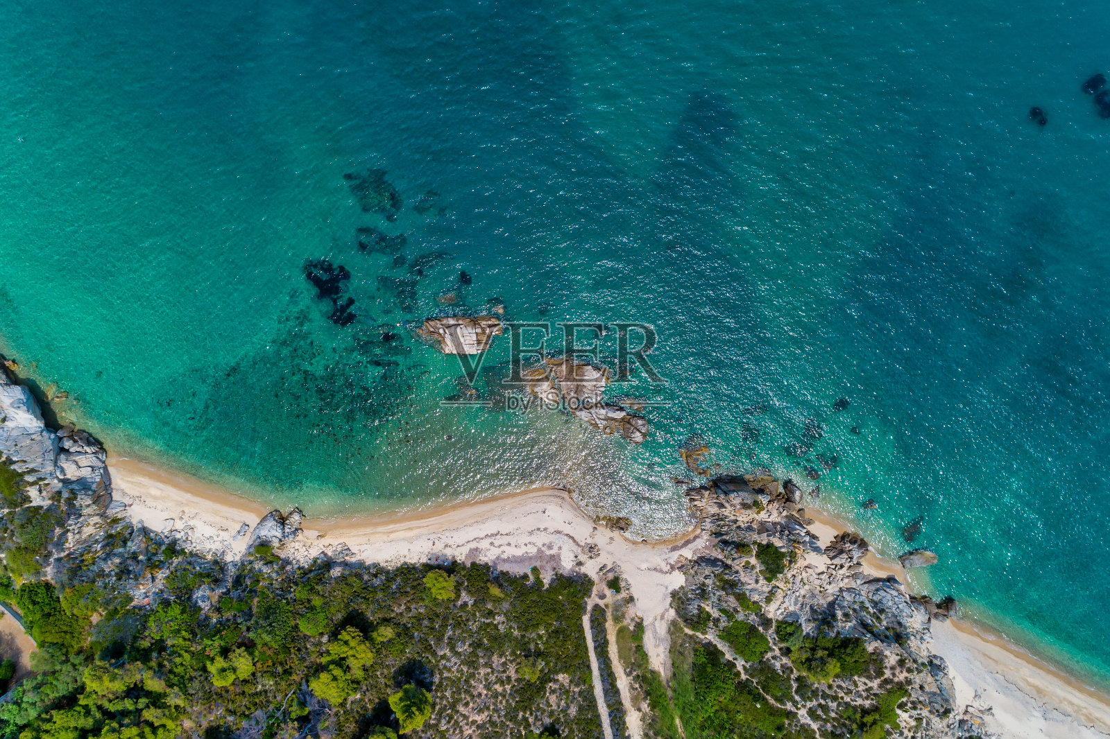 希腊Chalkidiki vourvouu的Fava海滩照片摄影图片