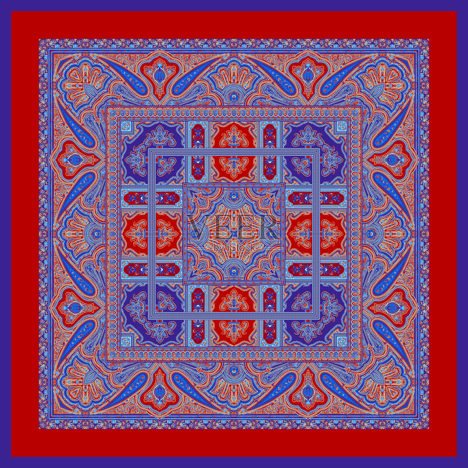 围巾佩斯利图案。多色的背景。照片摄影图片