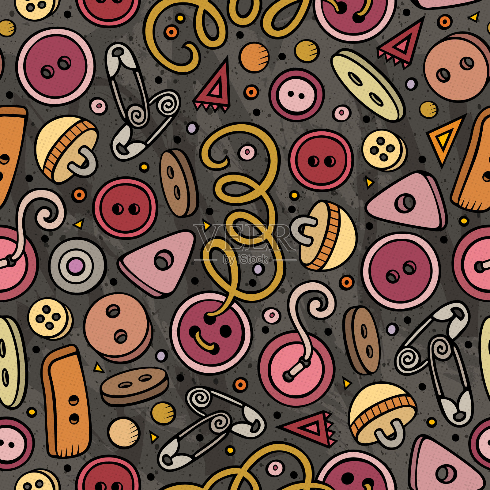 卡通可爱手绘手工无缝图案插画图片素材