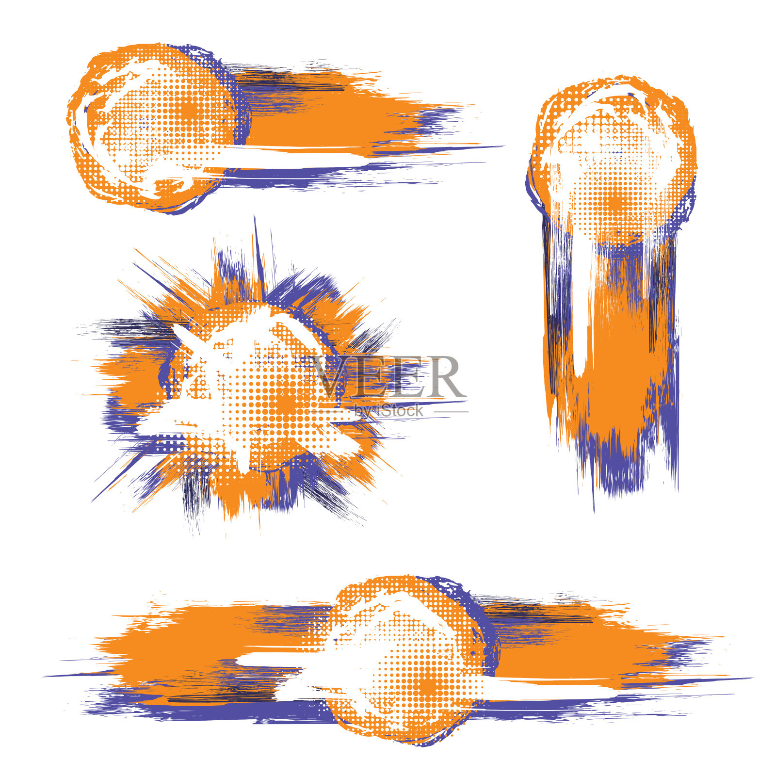 橙色和紫色的垃圾画框插画图片素材