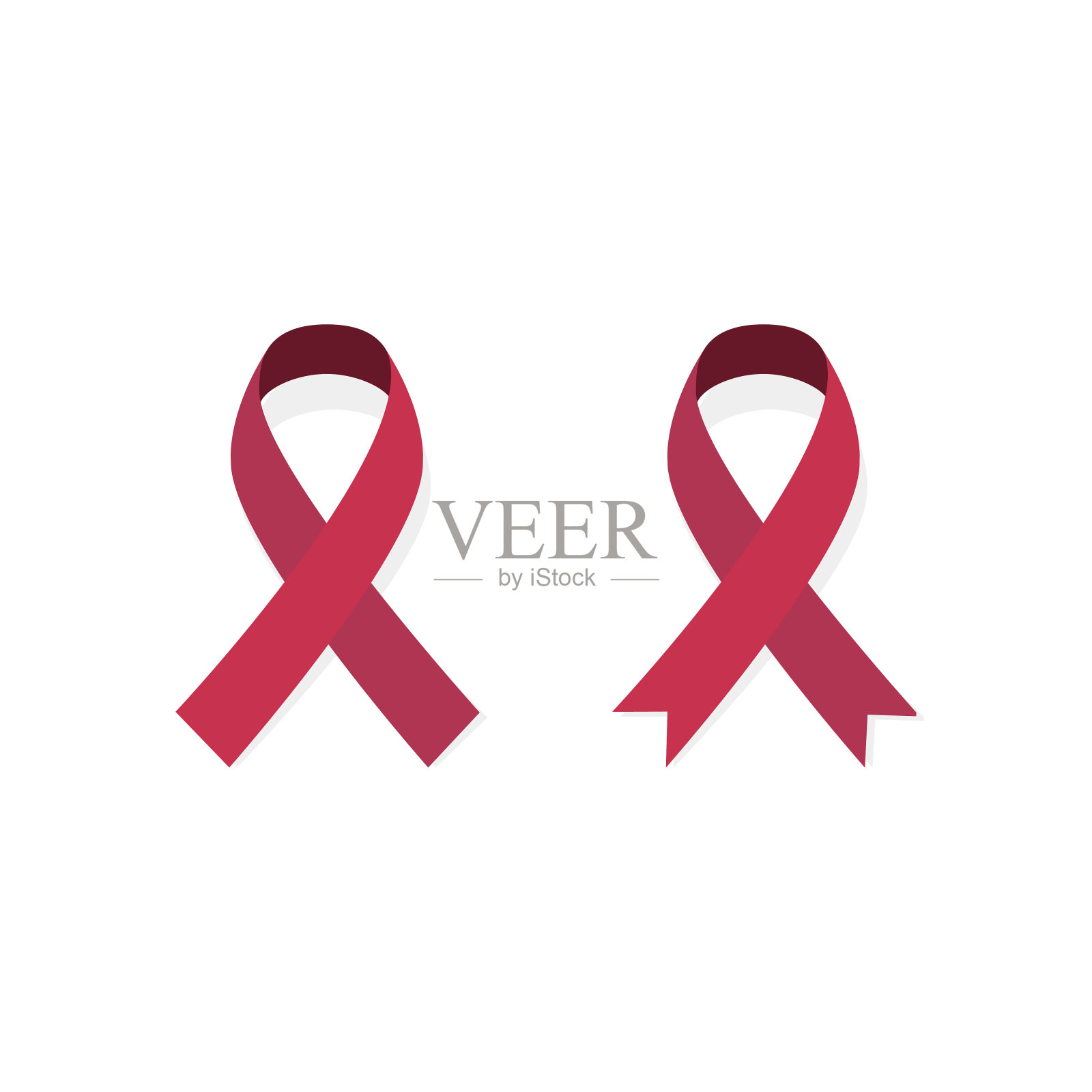 带粉红色的颜色。带阴影的丝带图标。丝带。向量插画图片素材