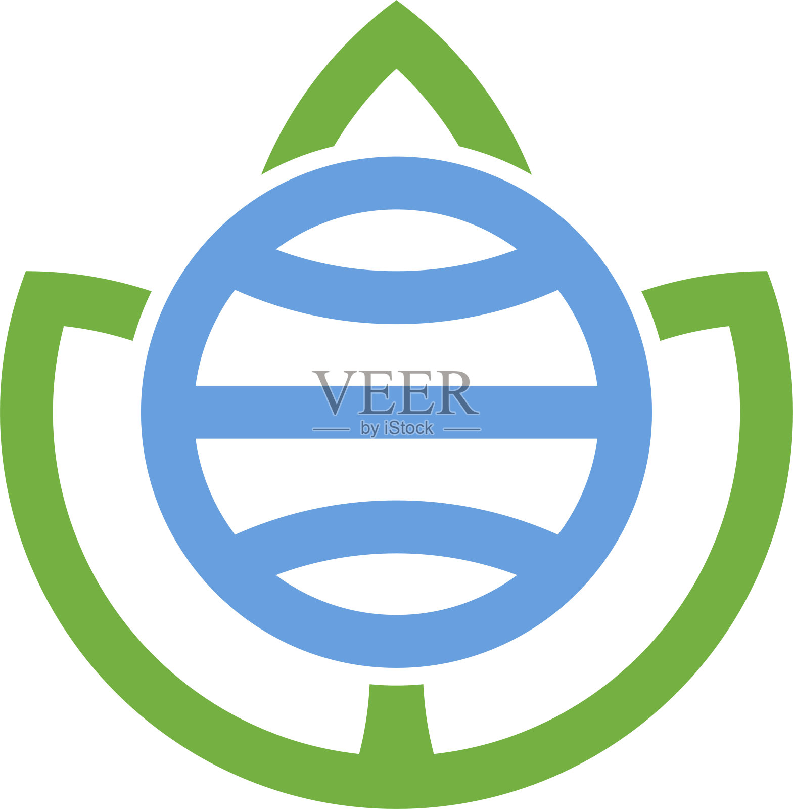 叶子和土地图标在平面和几何风格。插画图片素材