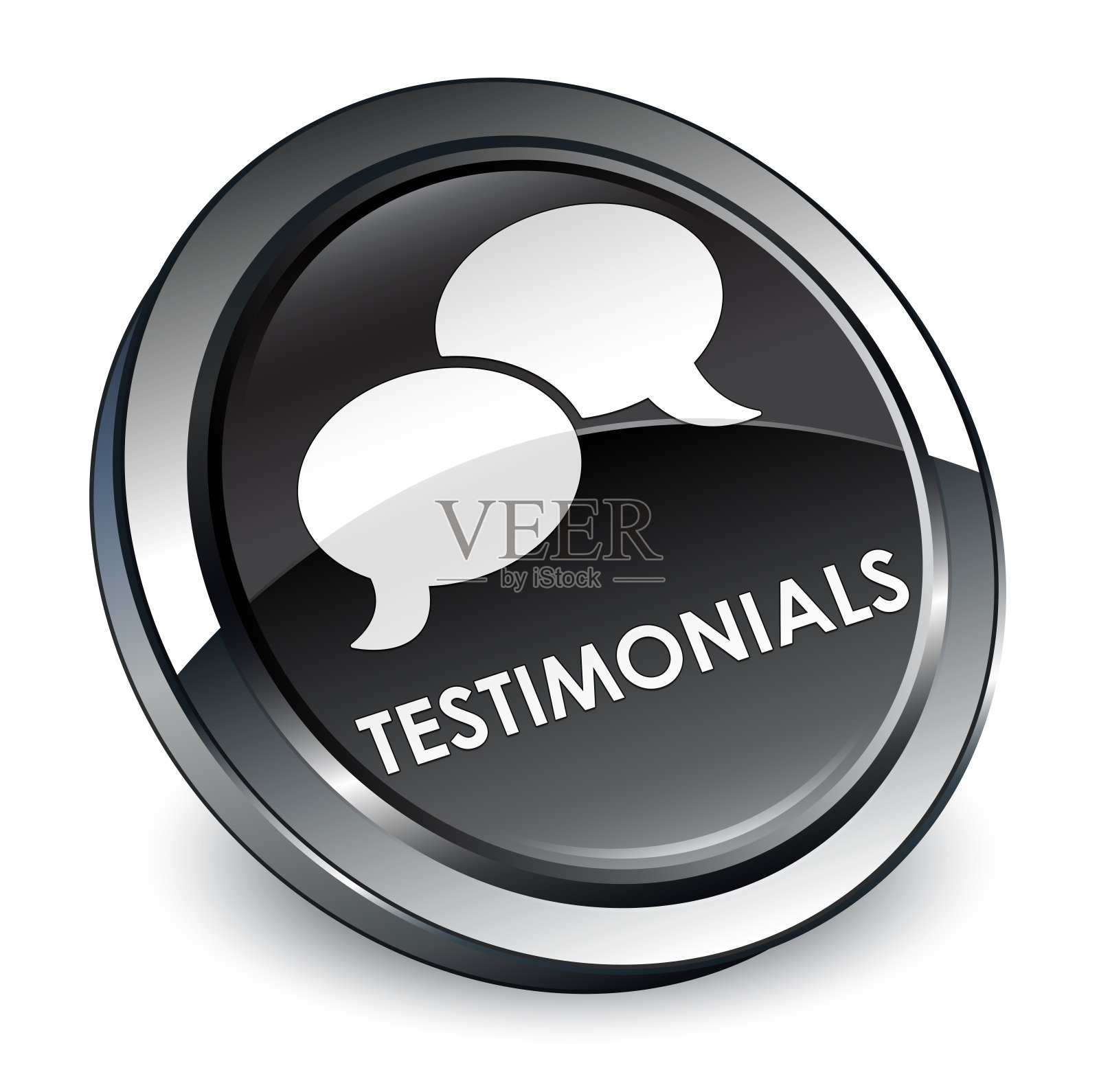 奖状(聊天图标)3d黑色圆形按钮插画图片素材