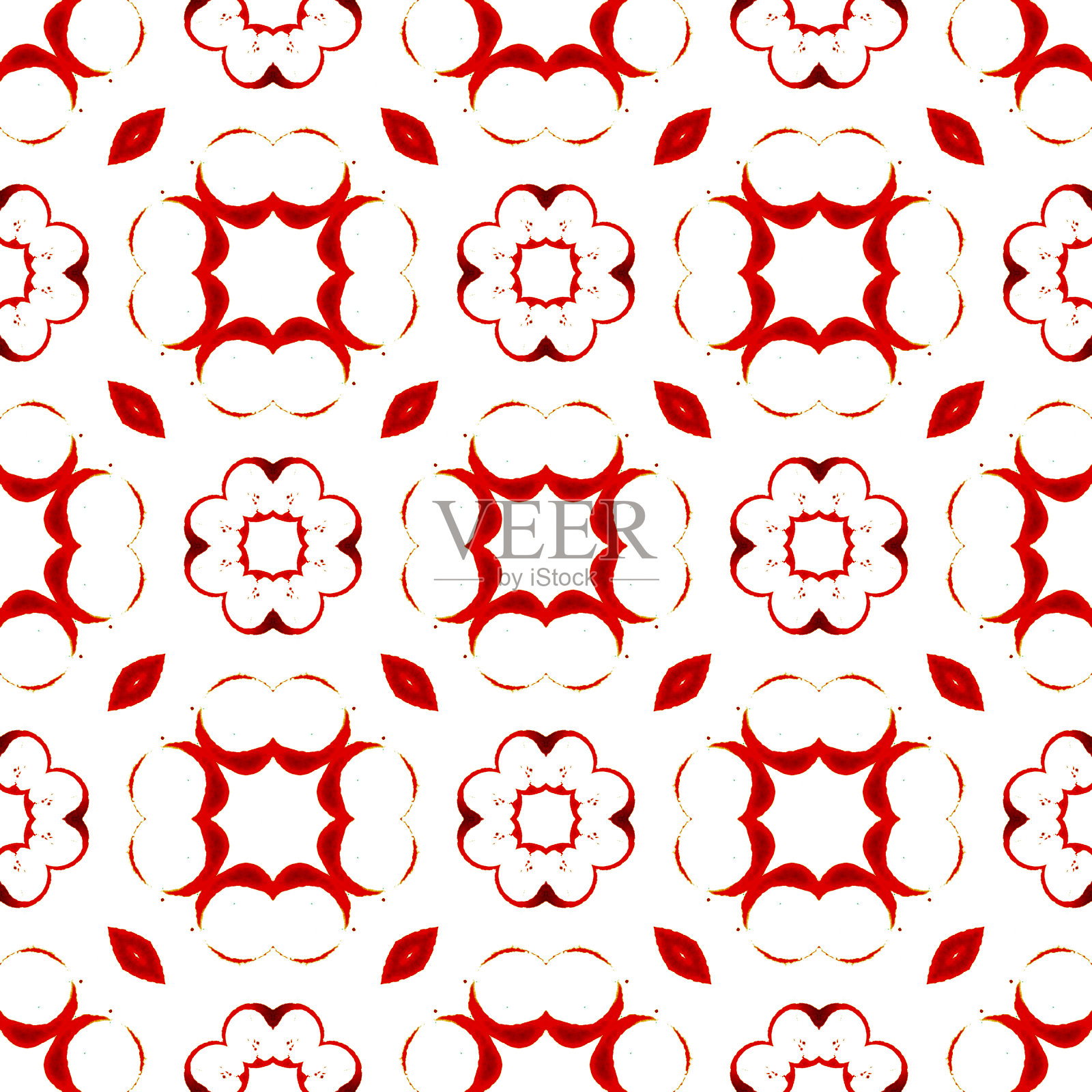 橙色圆无缝图案。手绘waterc插画图片素材