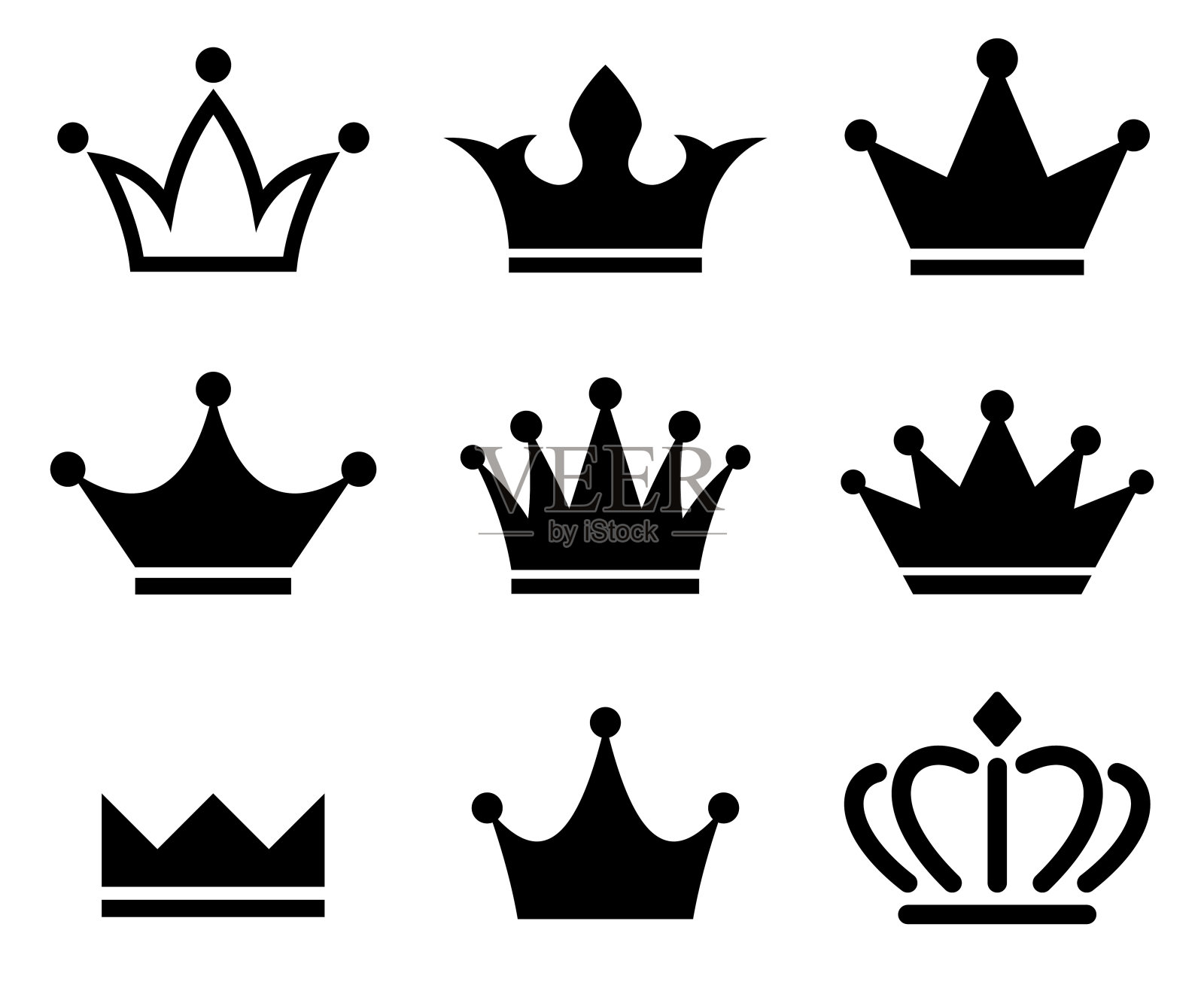 皇冠图标设置。矢量图插画图片素材
