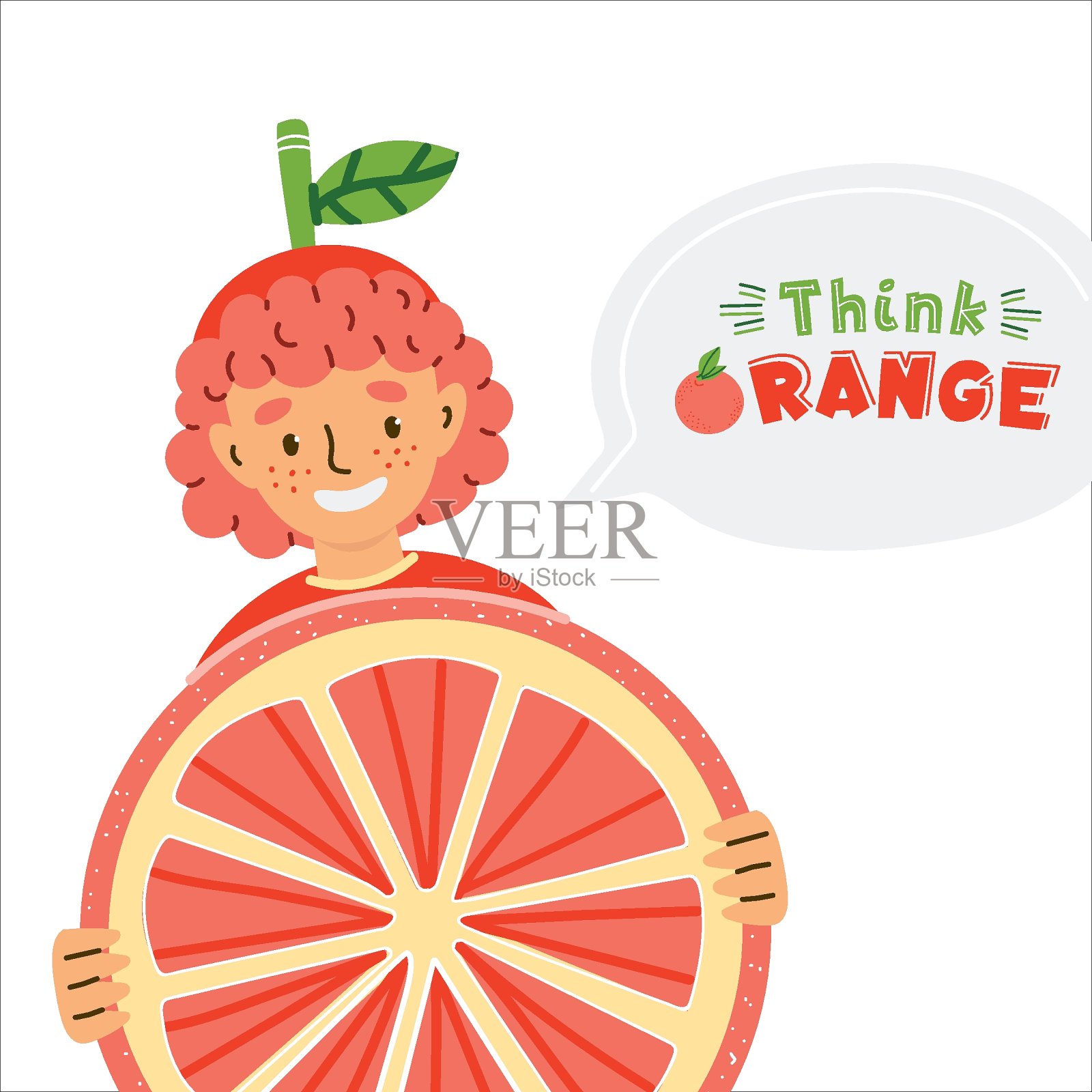 可爱的孩子穿着水果服装平面插图插画图片素材