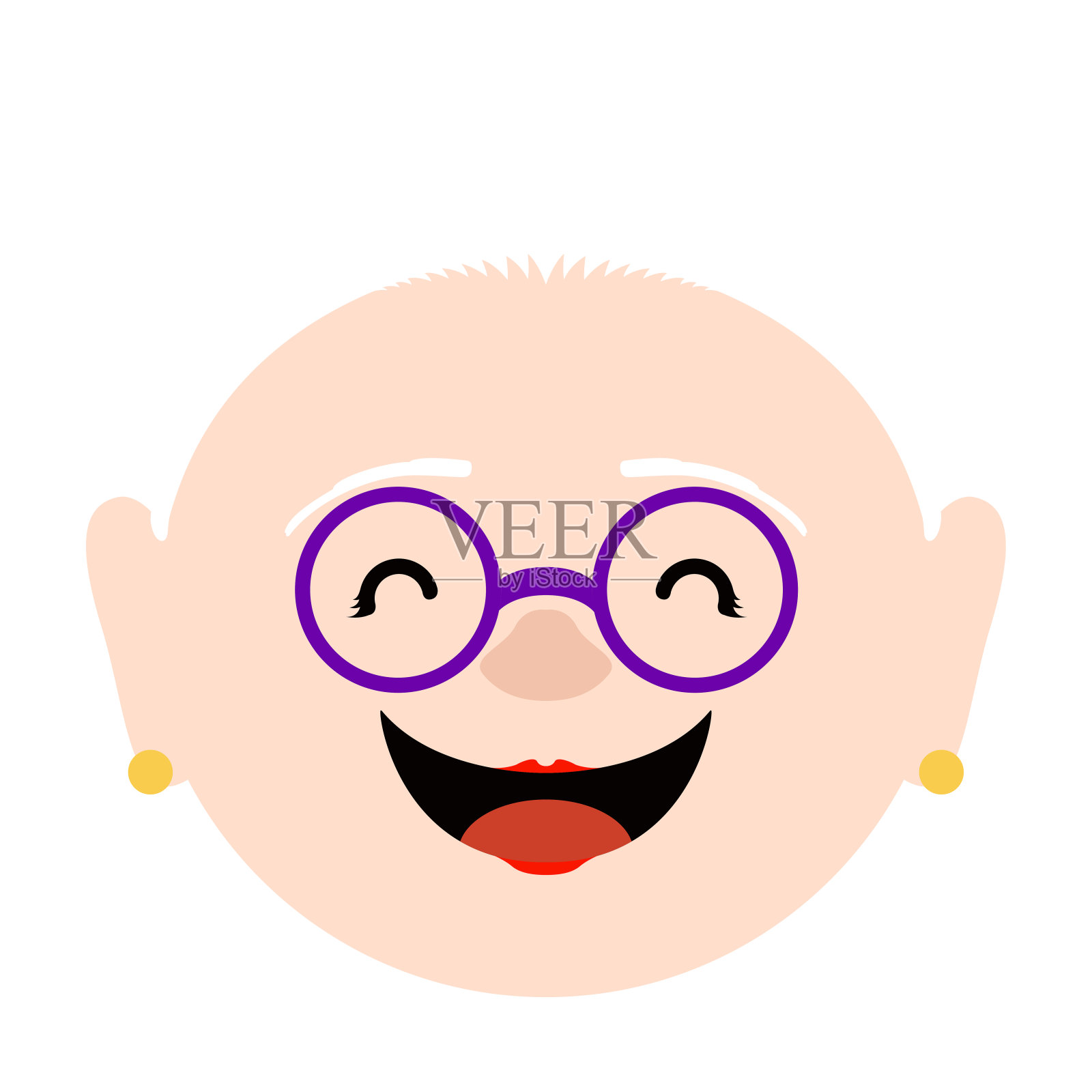 孤独快乐的老年妇女化身设计元素图片