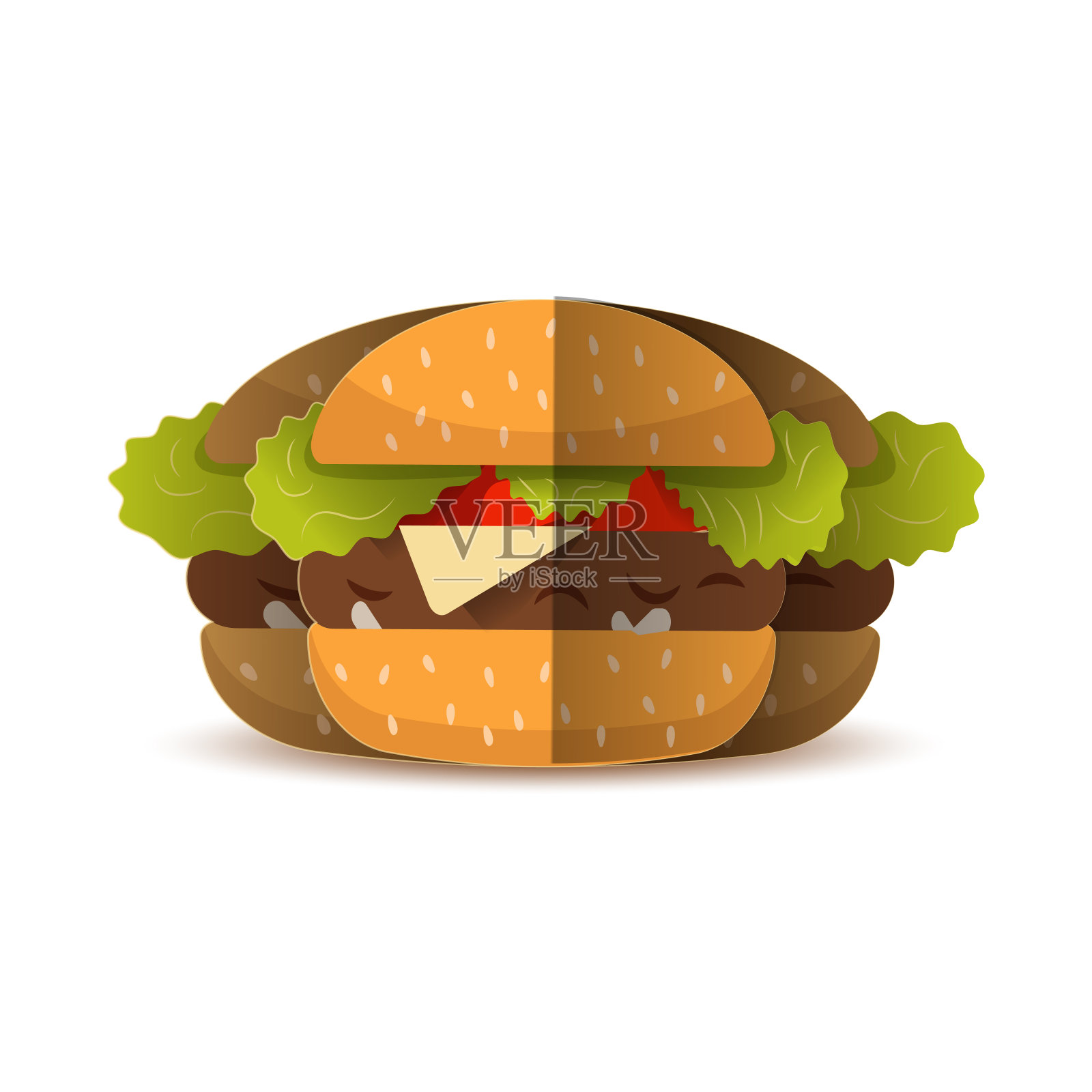 彩色快餐矢量孤立在白色背景。快餐、汉堡、晚餐和餐厅剪纸风格设计元素图片