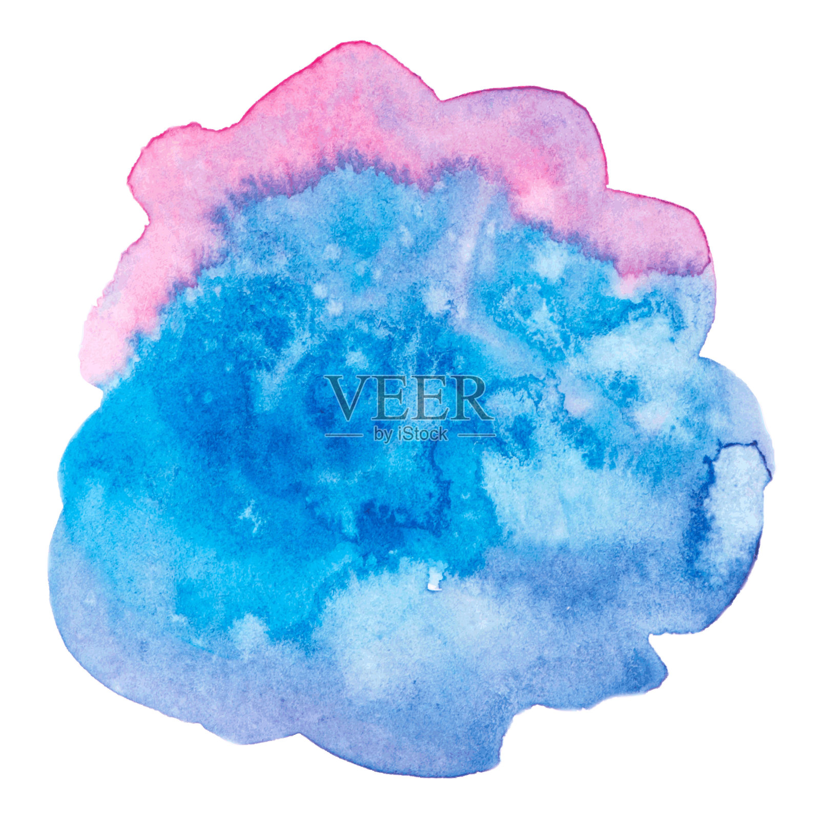 矢量粉红色和蓝色油漆纹理隔离在白色水彩横幅为您的设计插画图片素材