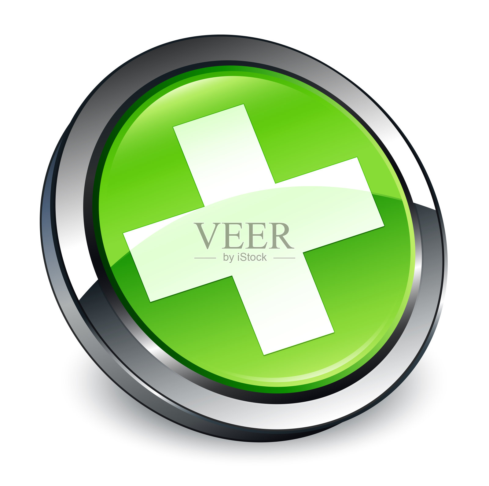加上图标3d绿色圆形按钮图标素材