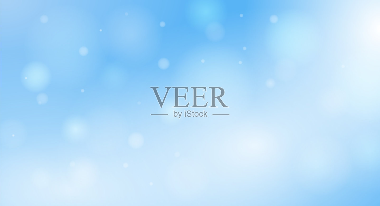 淡蓝色的散景背景与发光的圆形形状插画图片素材