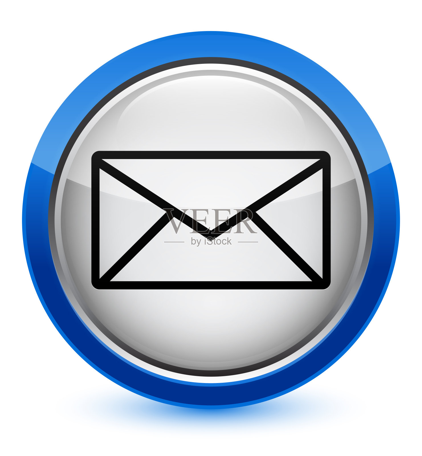 电子邮件图标水晶蓝色圆形按钮插画图片素材