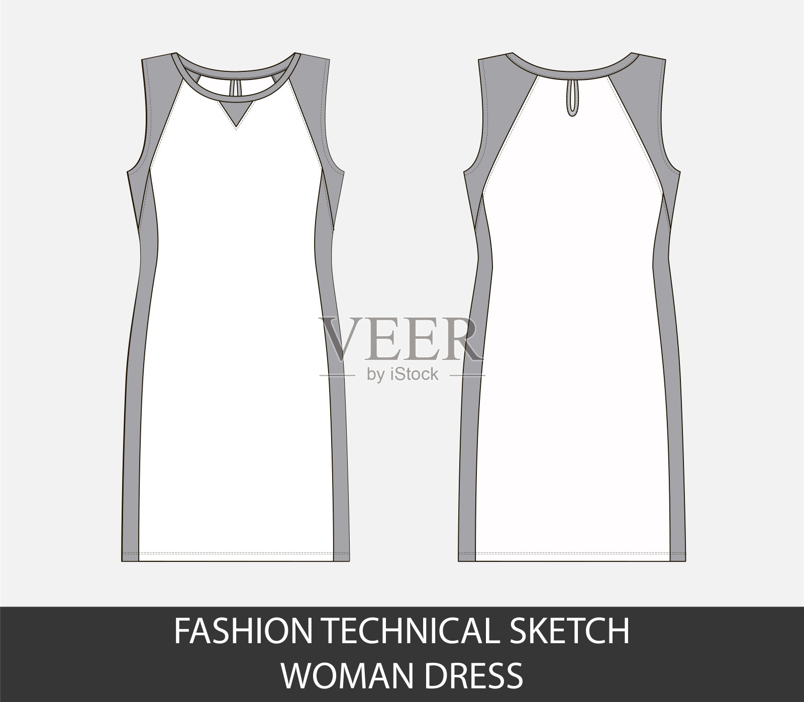 女装中装的时尚工艺素描插画图片素材