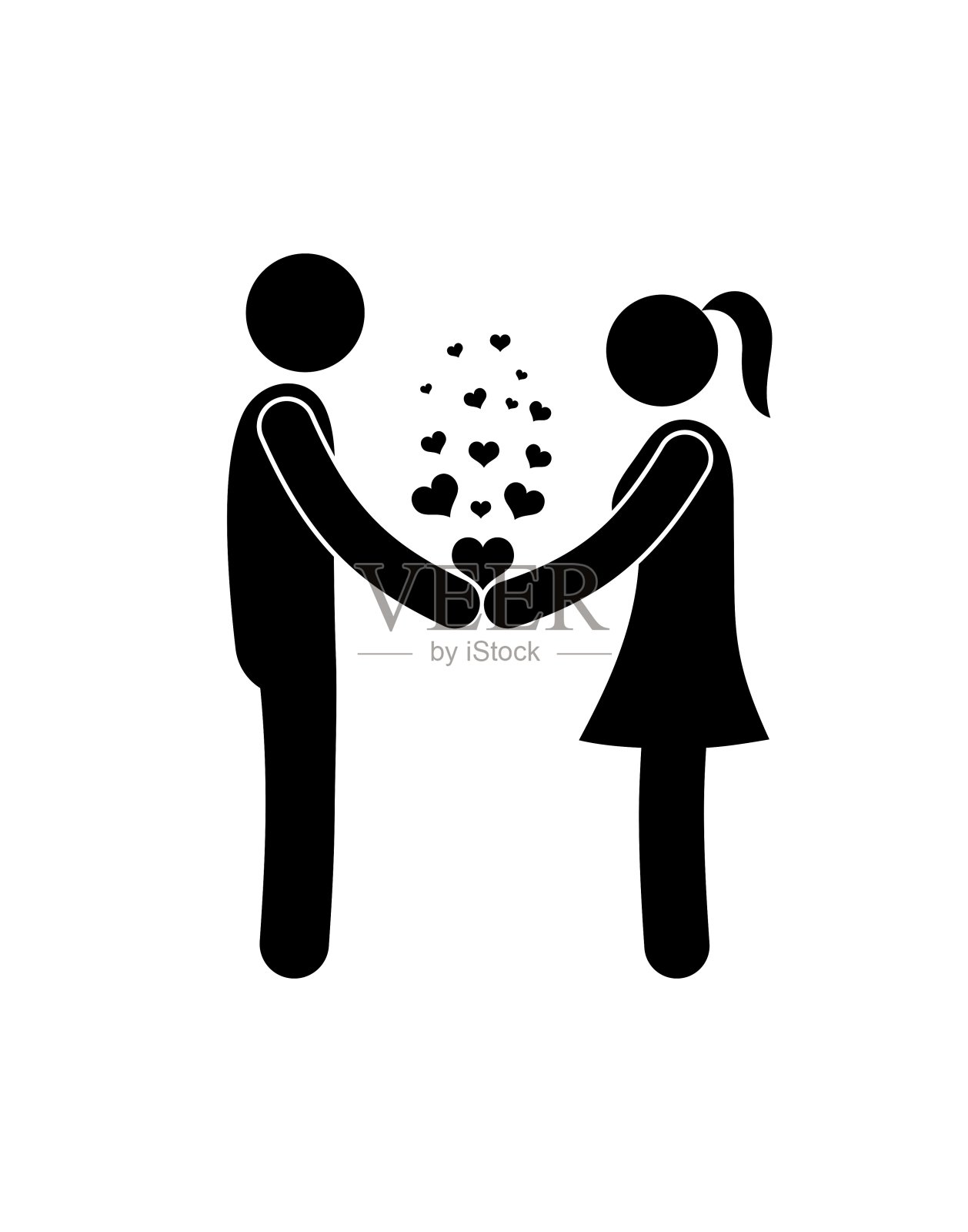 爱情插图,简笔画象形文字,相爱的人,情侣插画图片素材