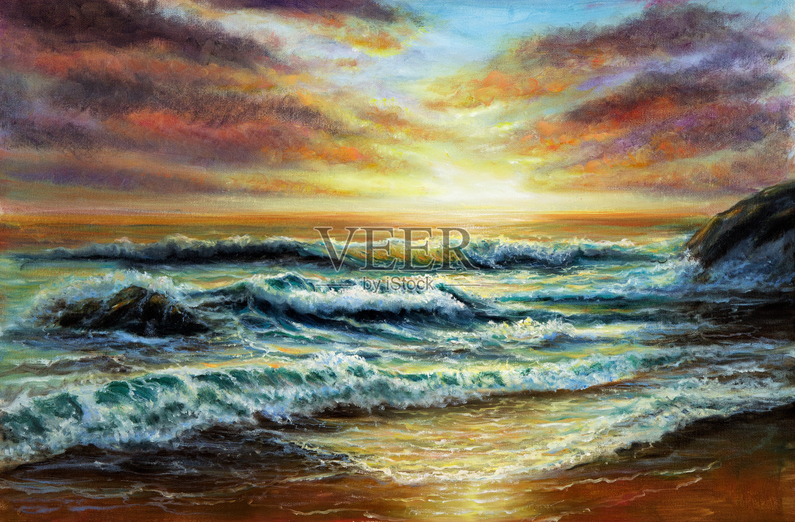 海岸上的日落插画图片素材