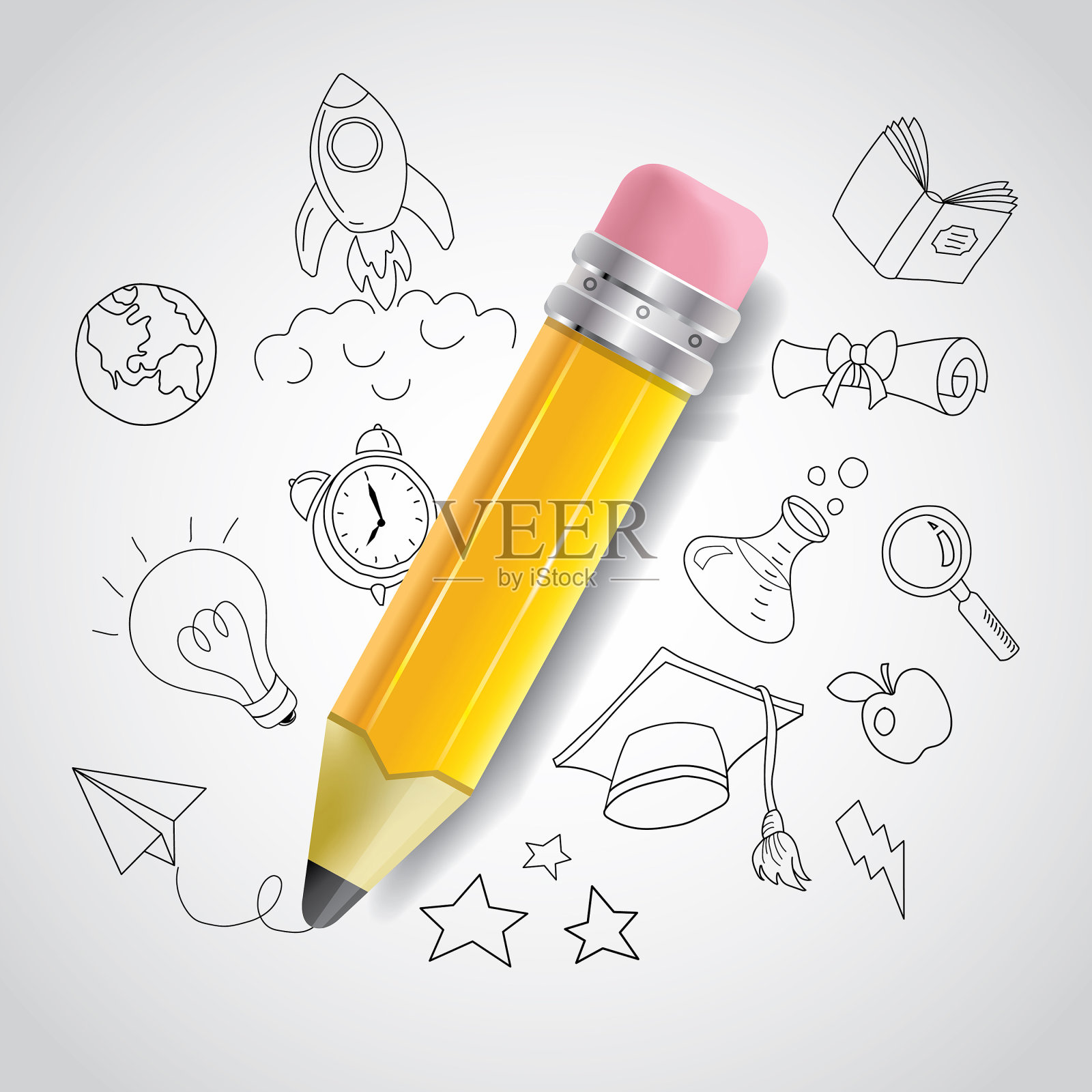 教育,铅笔,素描,回到学校的概念插画图片素材