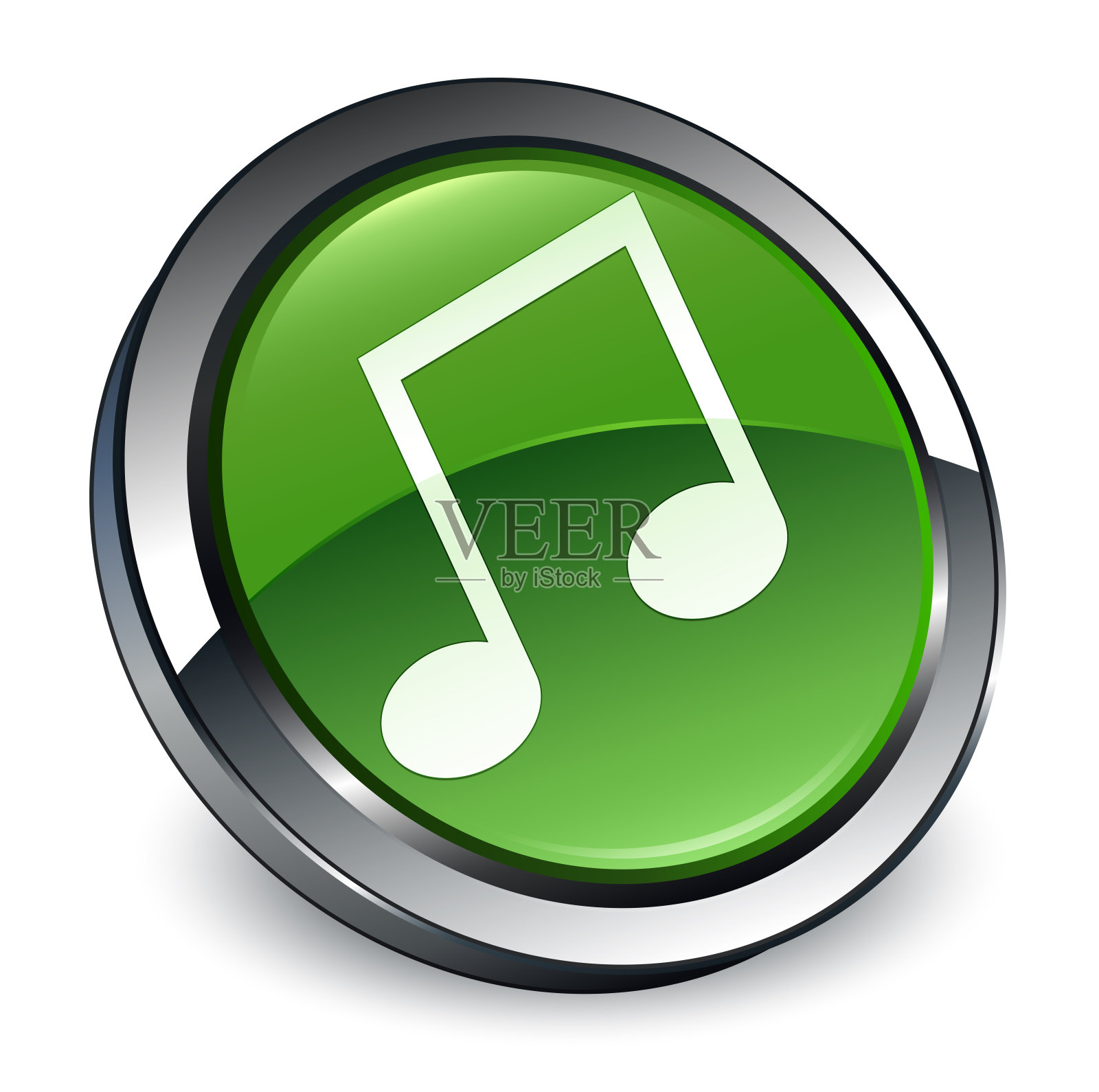 音乐图标3d软绿色圆形按钮插画图片素材