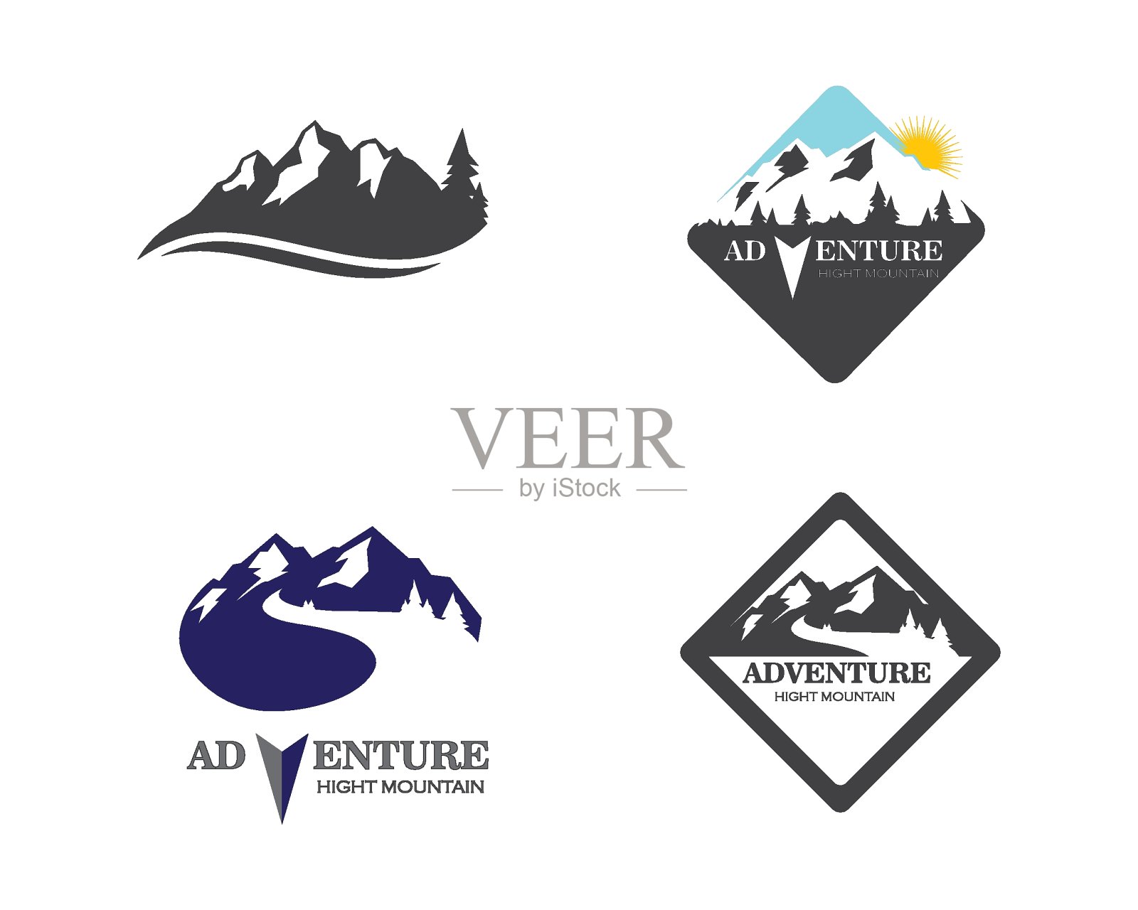 高山图标的冒险模板标志插画图片素材