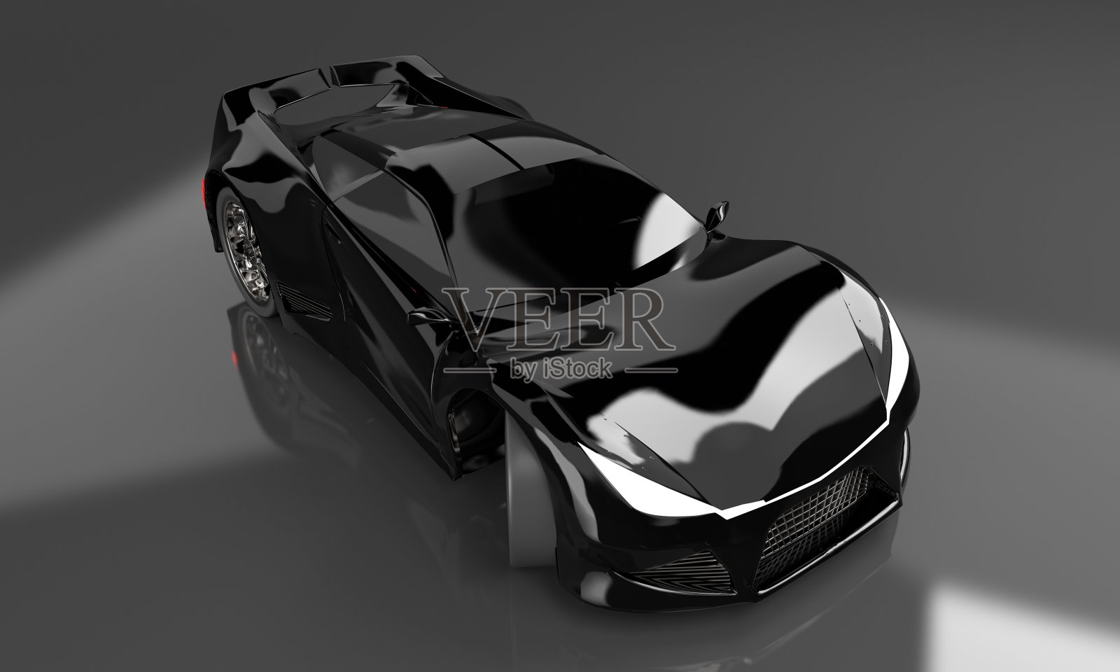 现代黑色跑车,3d,渲染。照片摄影图片