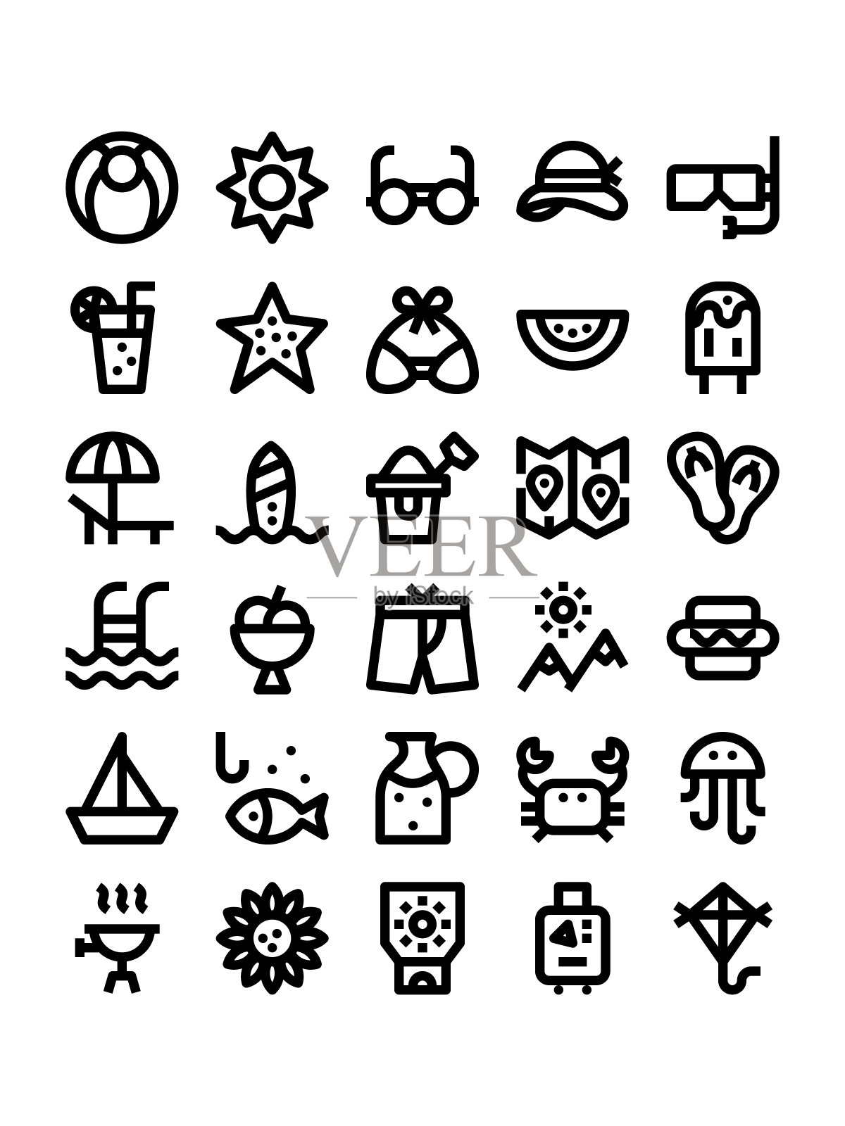 夏天轮廓图标图标素材