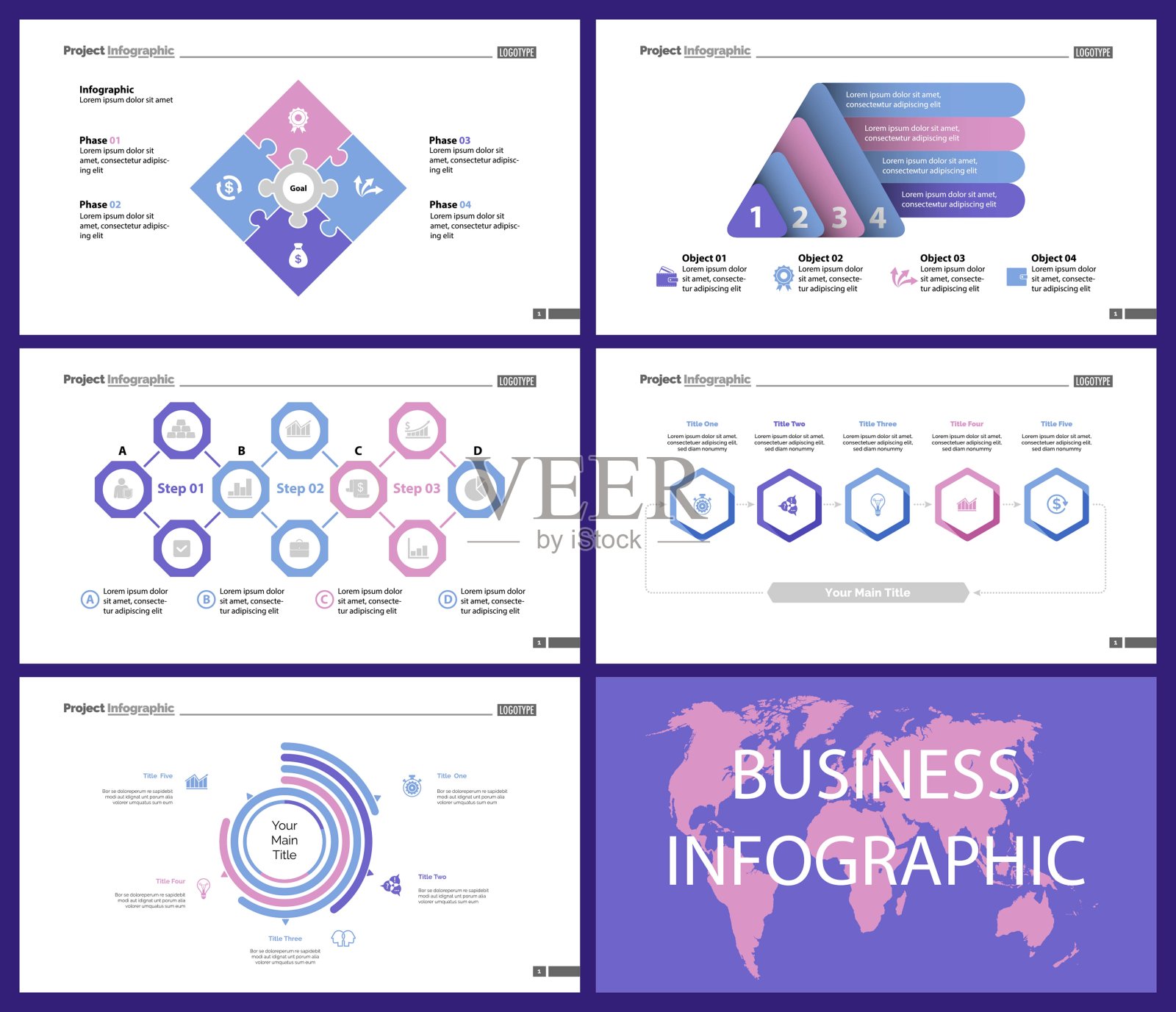 一套公司结构和工作流概念信息图表插画图片素材