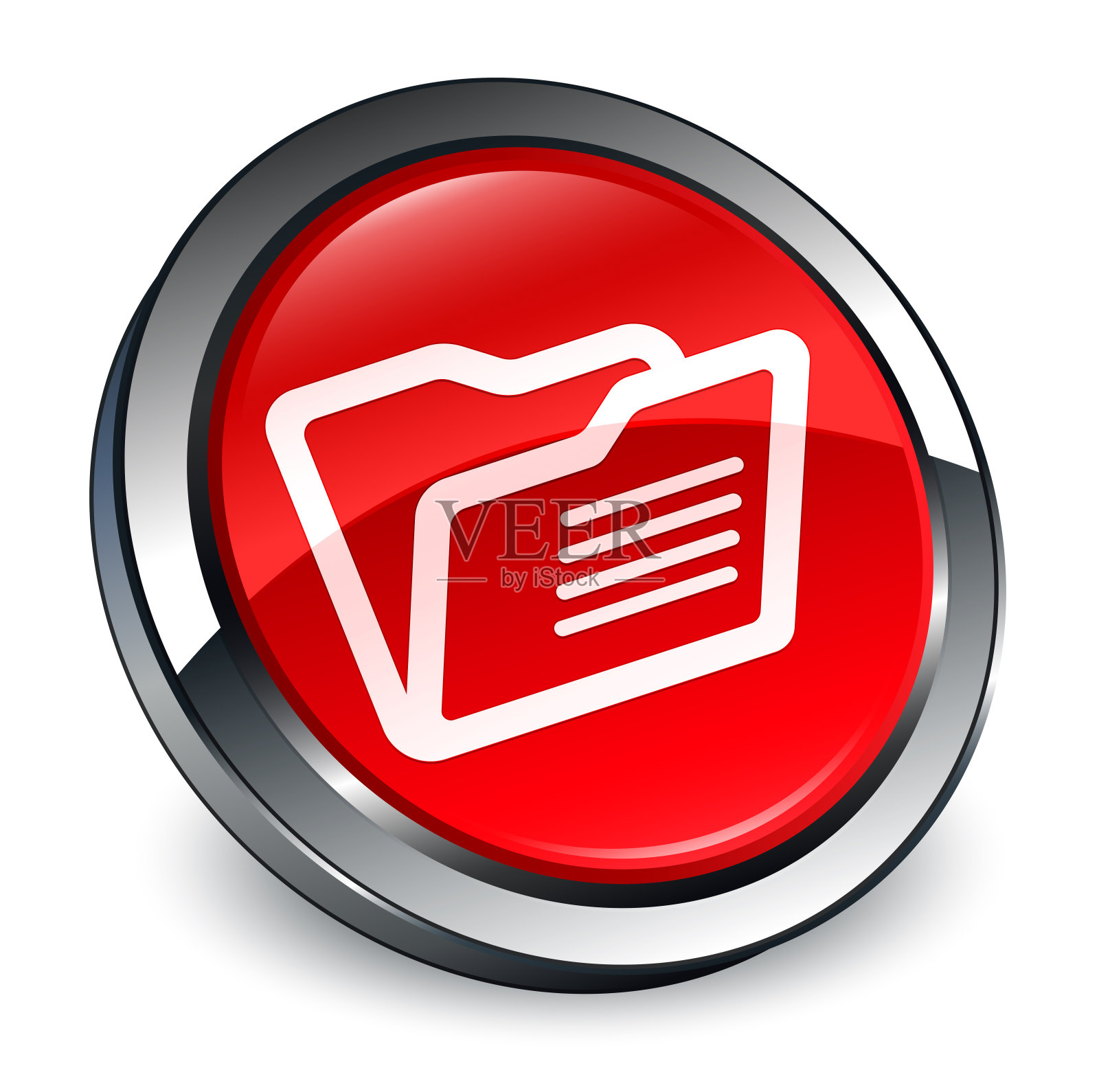 文件夹图标3d红色圆形按钮图标素材