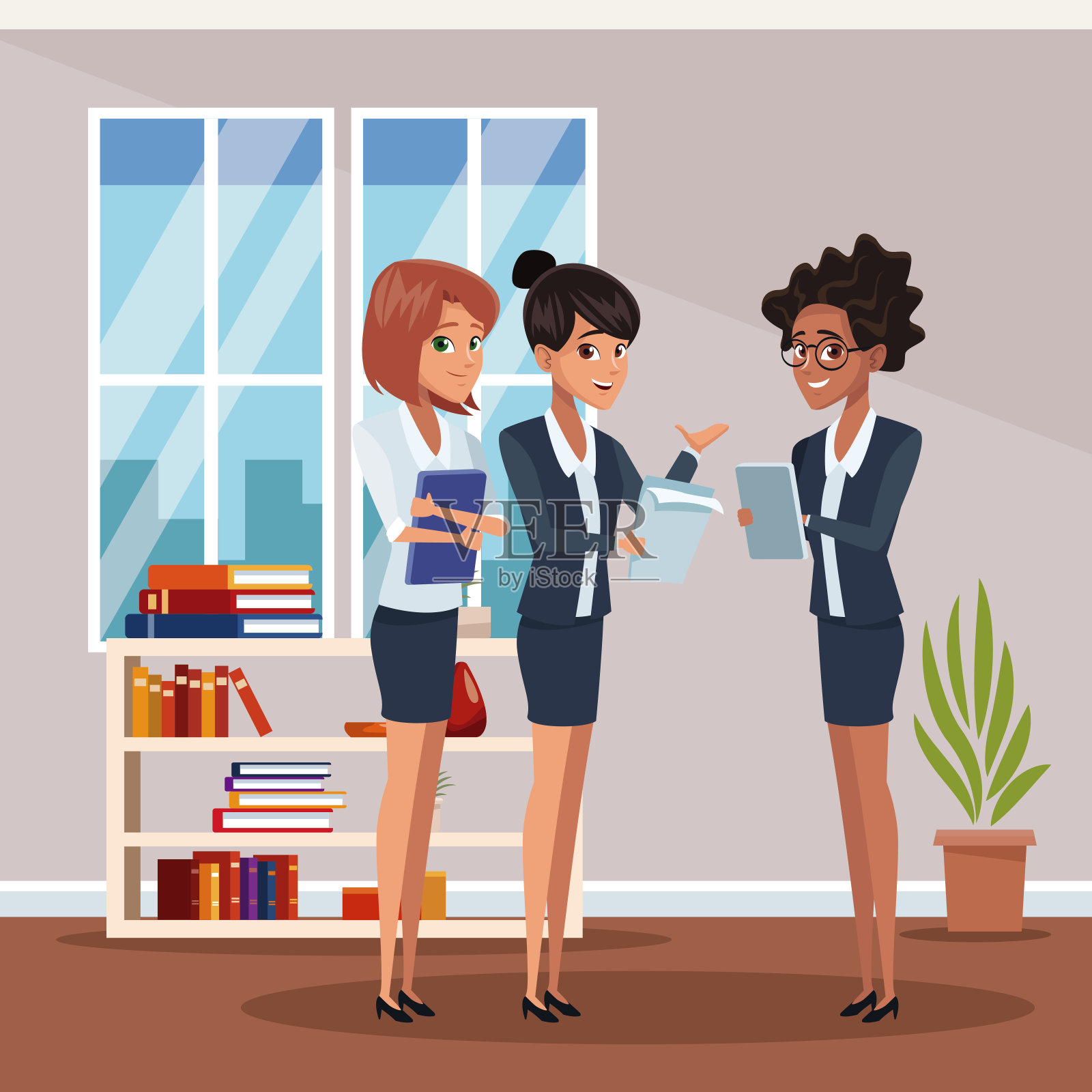 办公室同事插画图片素材