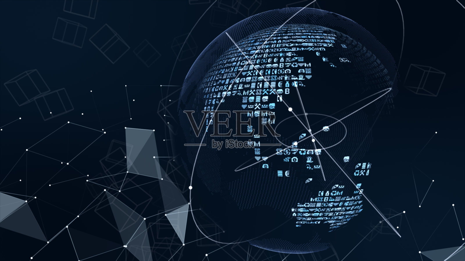 5G和AI技术,全球通信网络概念。照片摄影图片