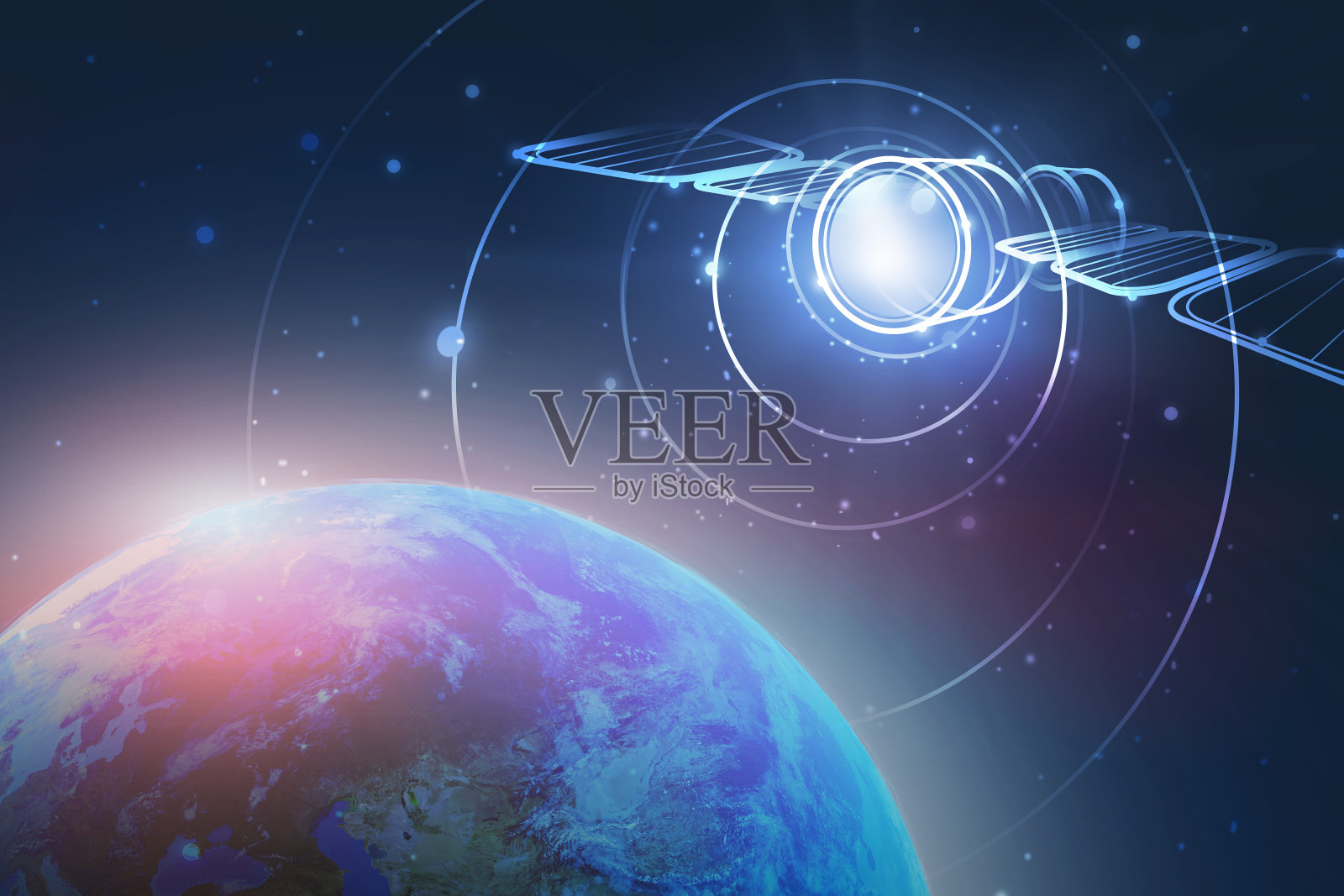 地球上的卫星全息图。沟通照片摄影图片