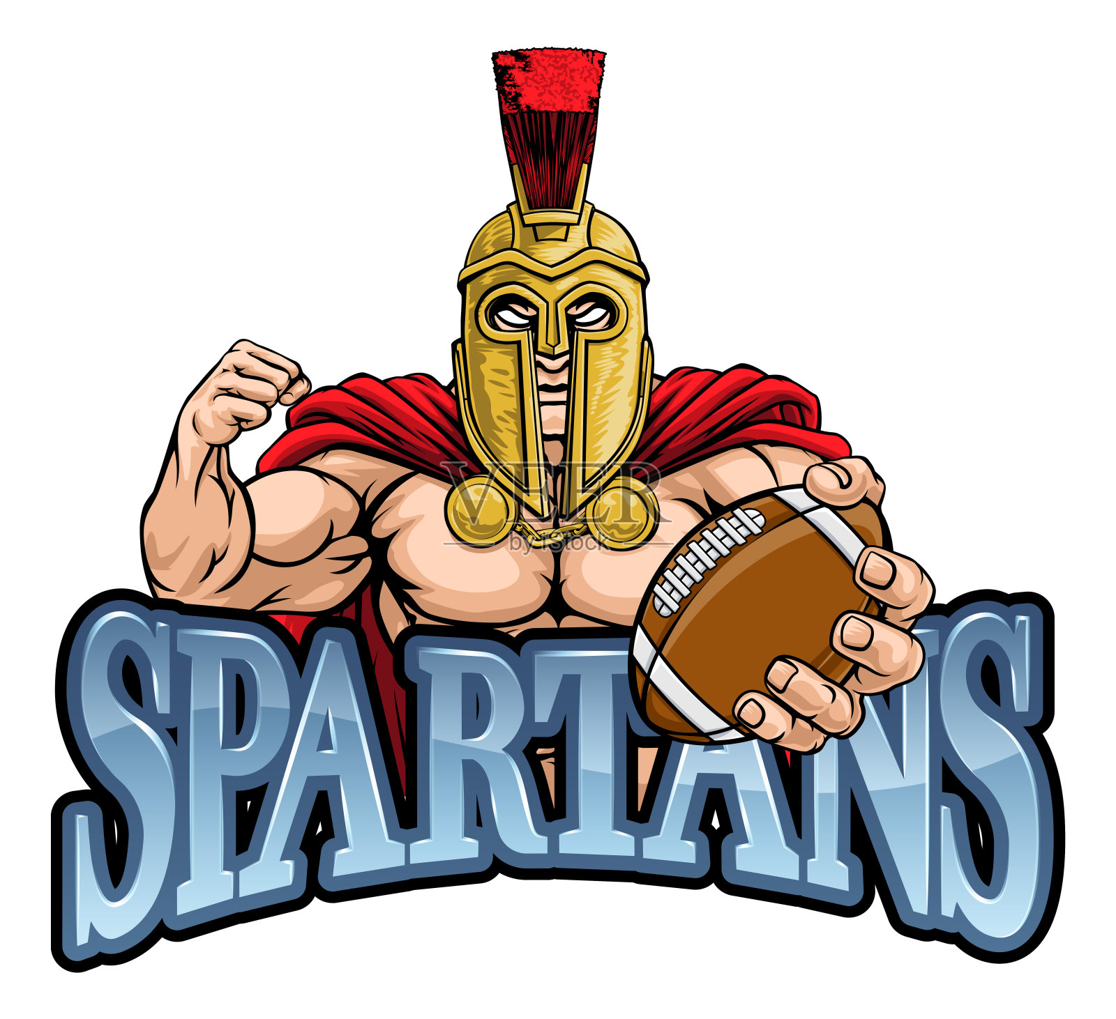 斯巴达特洛伊美国足球运动吉祥物插画图片素材