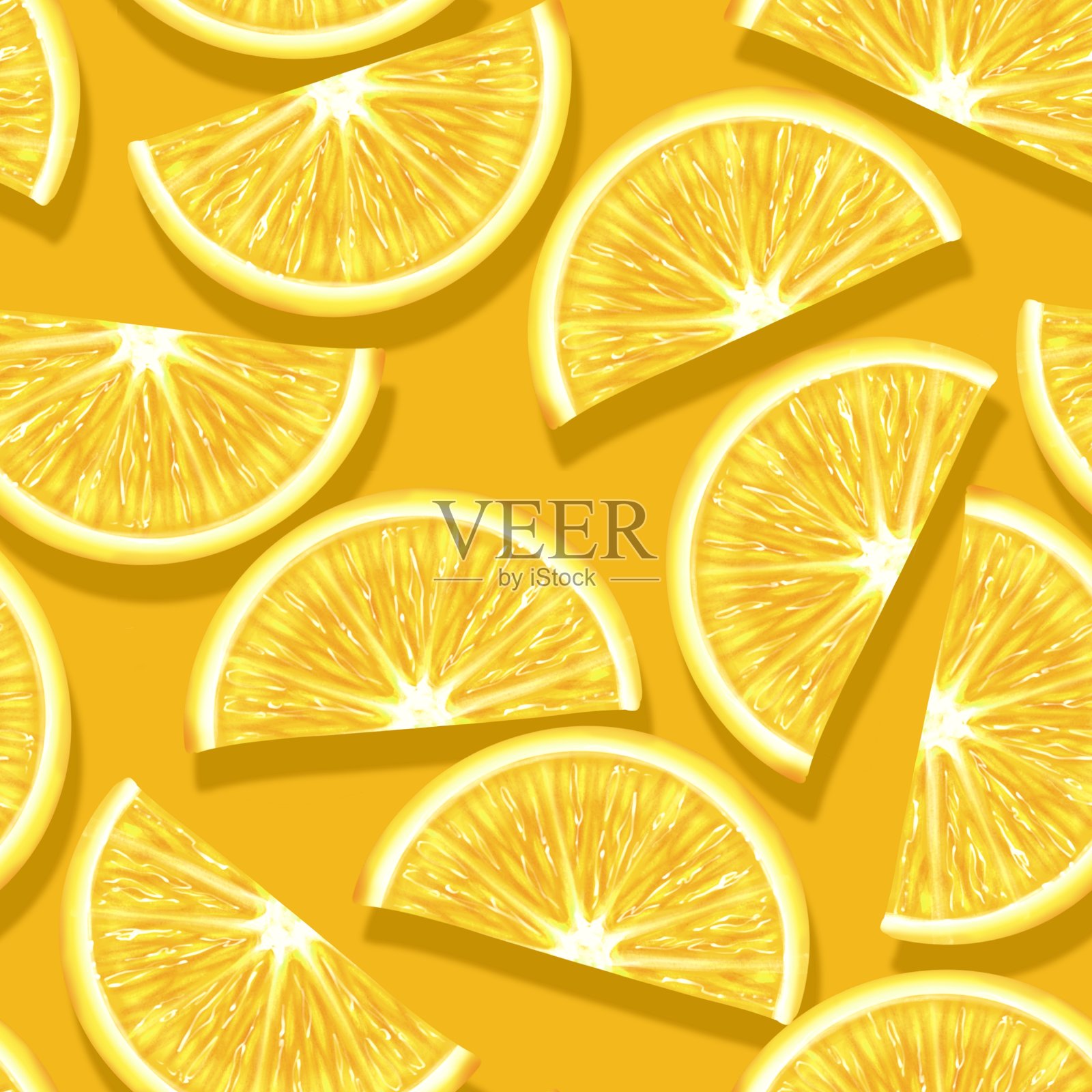 柠檬片无缝花纹设计元素图片