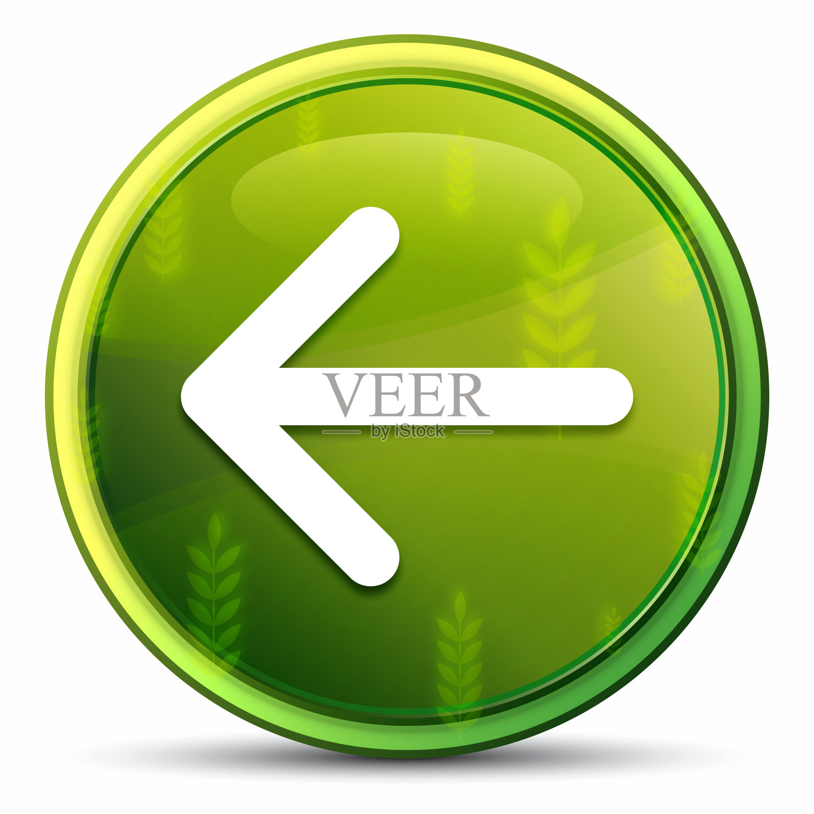 返回箭头图标春天明亮的自然绿色圆形按钮插图设计元素图片