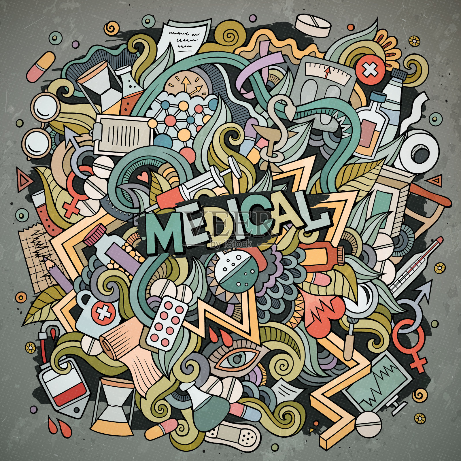 卡通可爱的涂鸦手绘医学插图插画图片素材