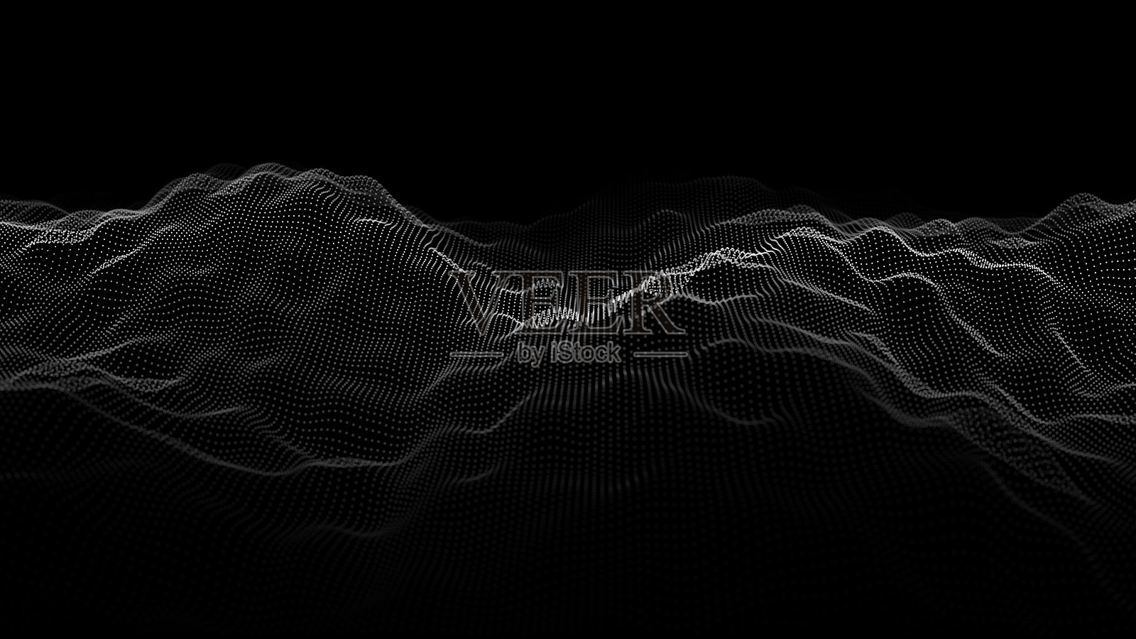 波的粒子。抽象背景与动态波。大数据可视化。矢量插图。插画图片素材