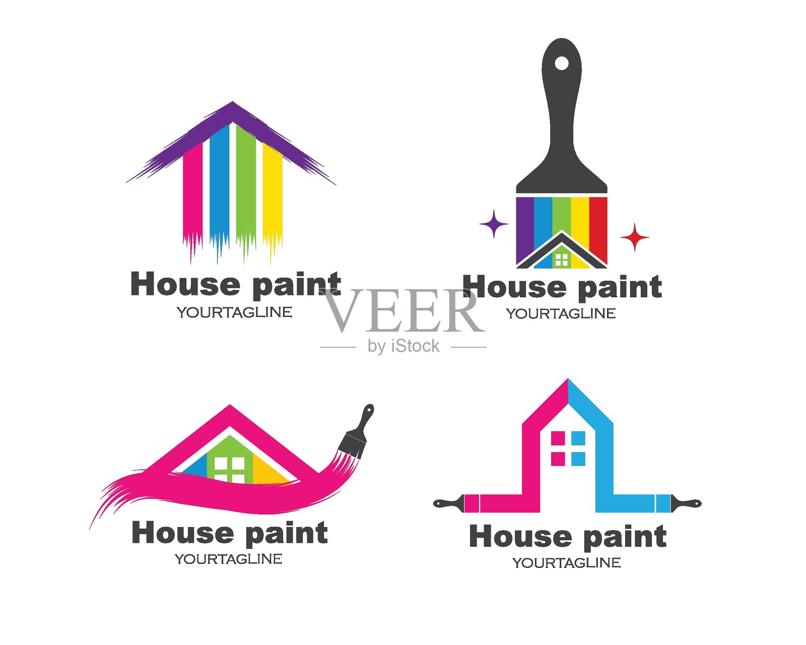 房屋,建筑油漆标志矢量插图图标插画图片素材