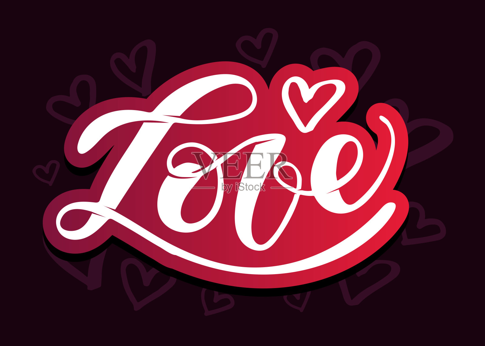 手绘爱情徽章图标。情人节海报卡片邀请横幅。浪漫的引用矢量字体印刷。书法插画图片素材