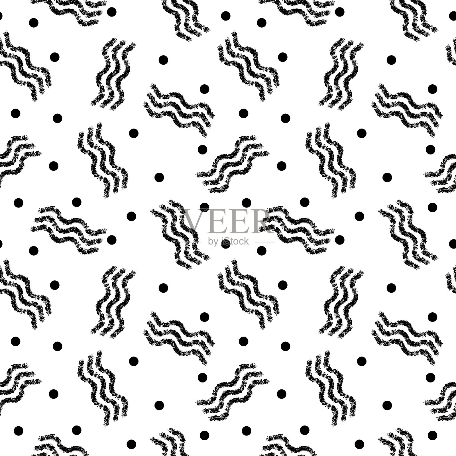 无缝新潮抽象孟菲斯图案。黑白纹理,简洁的设计。矢量插图。适用于背景、包装纸、纺织品等概念。插画图片素材