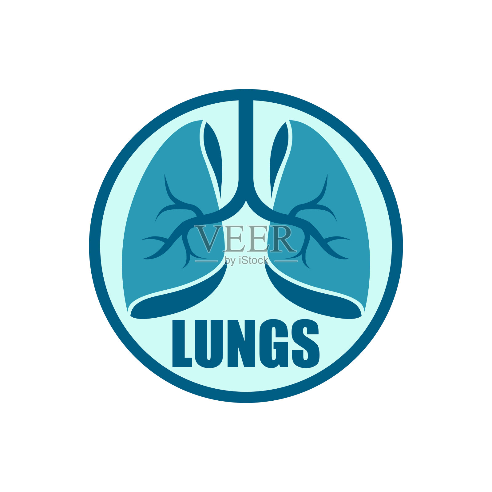 肺门诊白色背景上分离的肺标志。矢量图插画图片素材