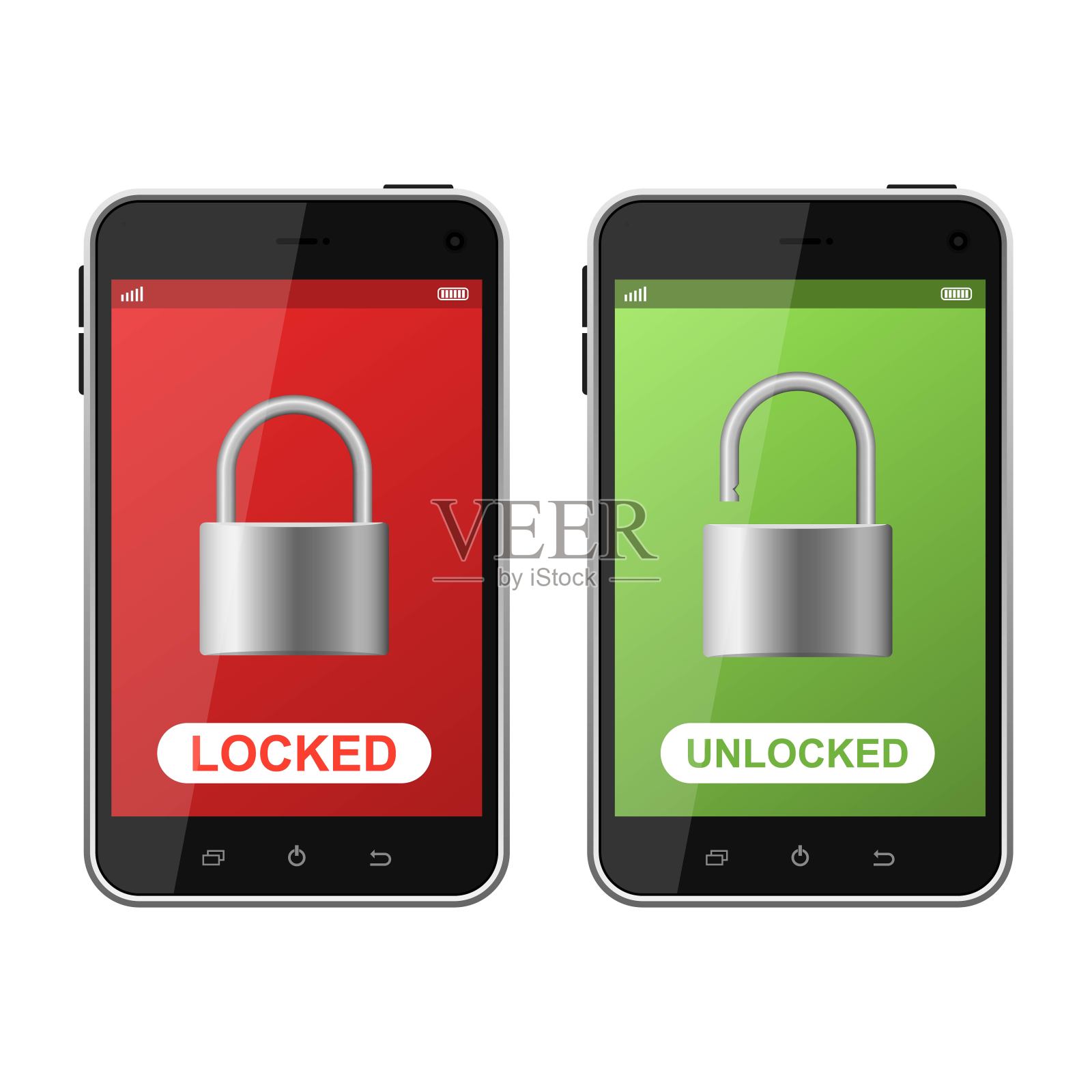 锁定手机矢量设计插图孤立在白色的背景插画图片素材