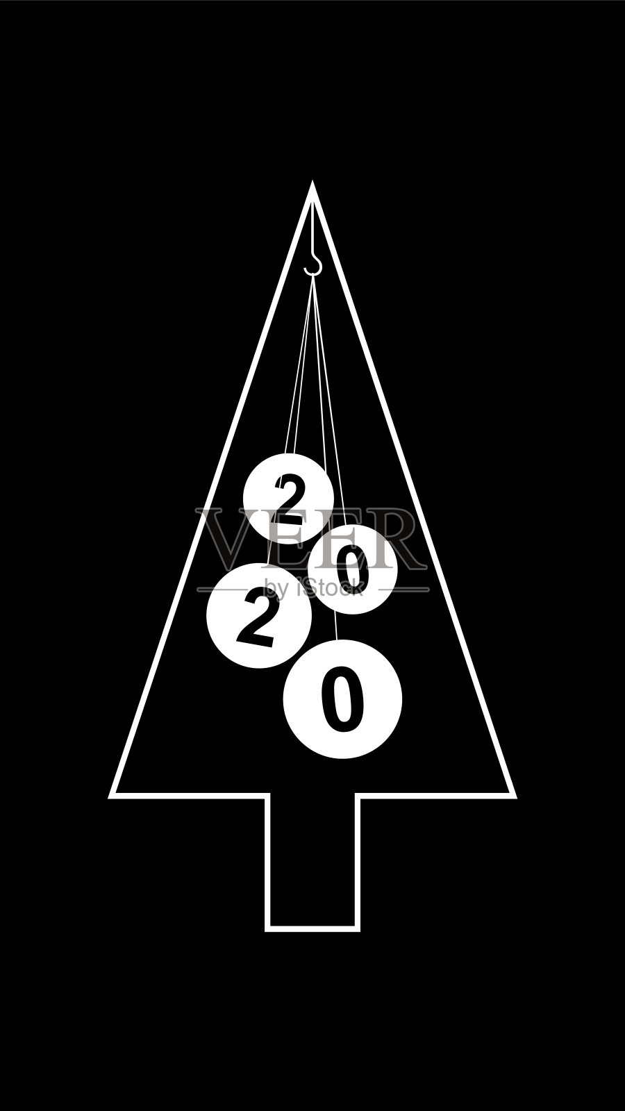 圣诞树轮廓,现代平面设计。插画图片素材