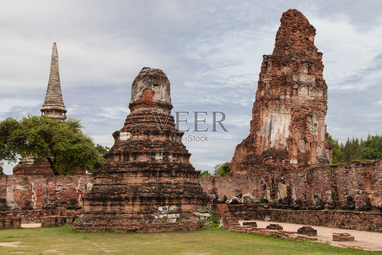 大城府的玛哈塔寺遗址照片摄影图片