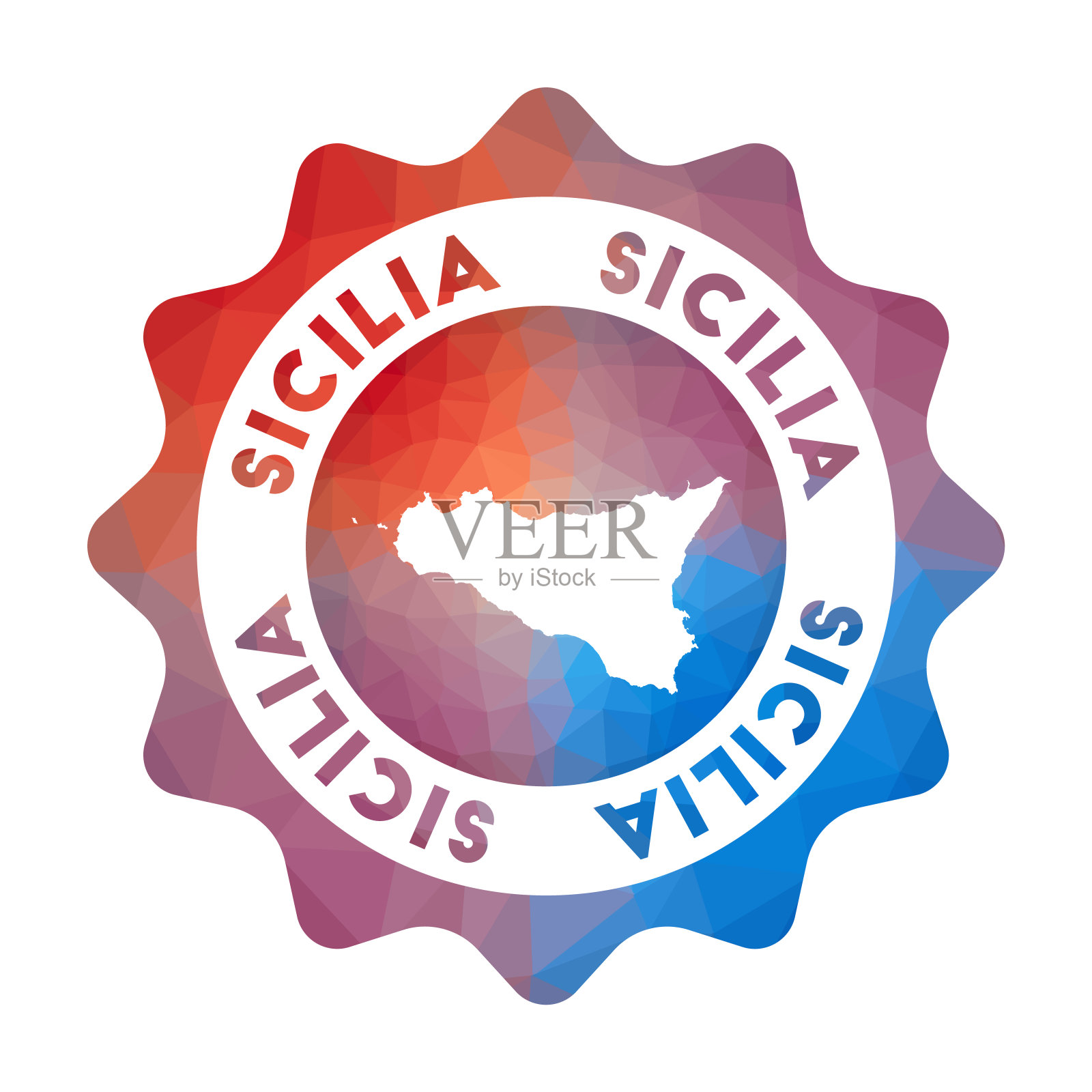 西西里低聚标志。插画图片素材